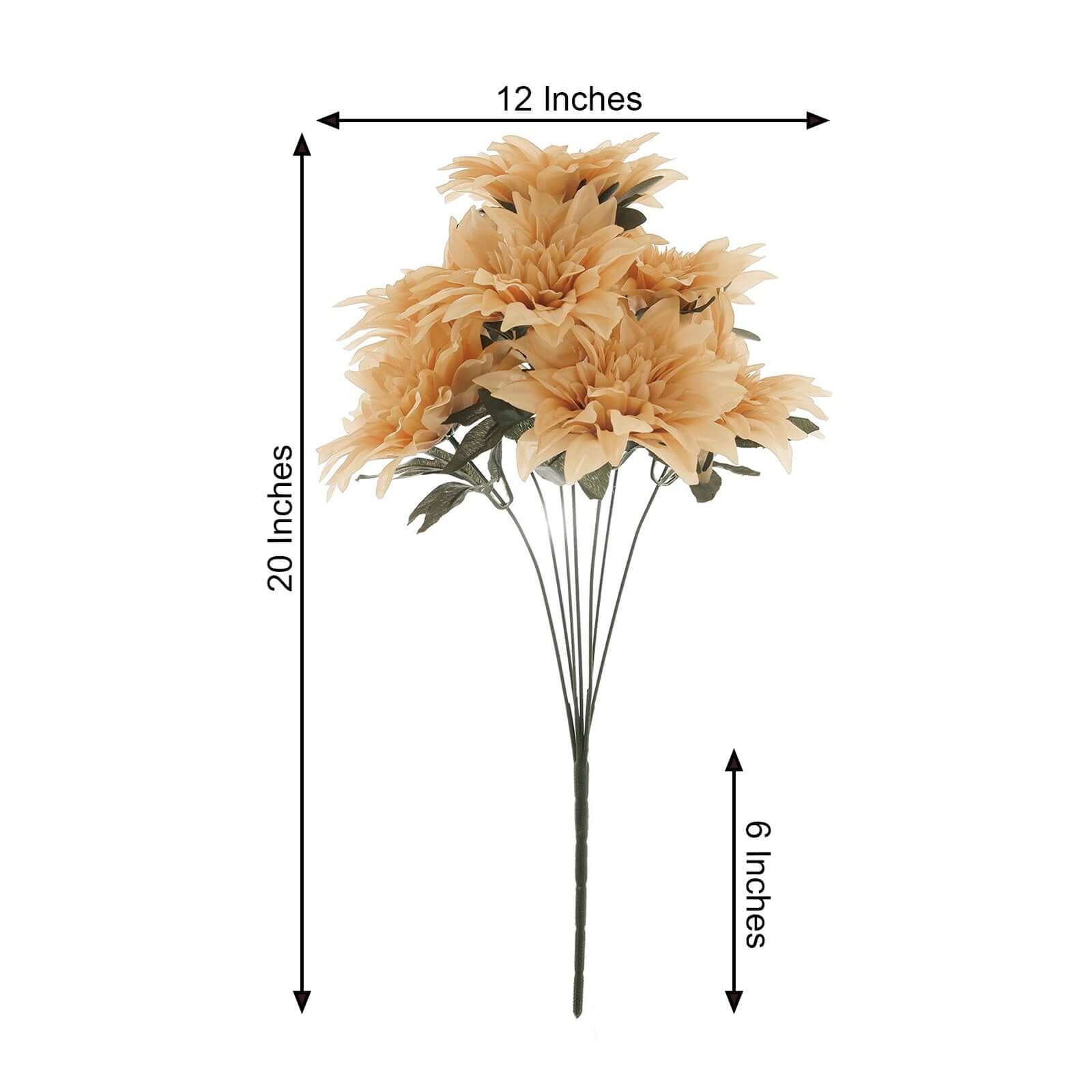 2 Bouquets Champagne Artificial Silk Dahlia Flower Spray Bushes 20" - Image 3