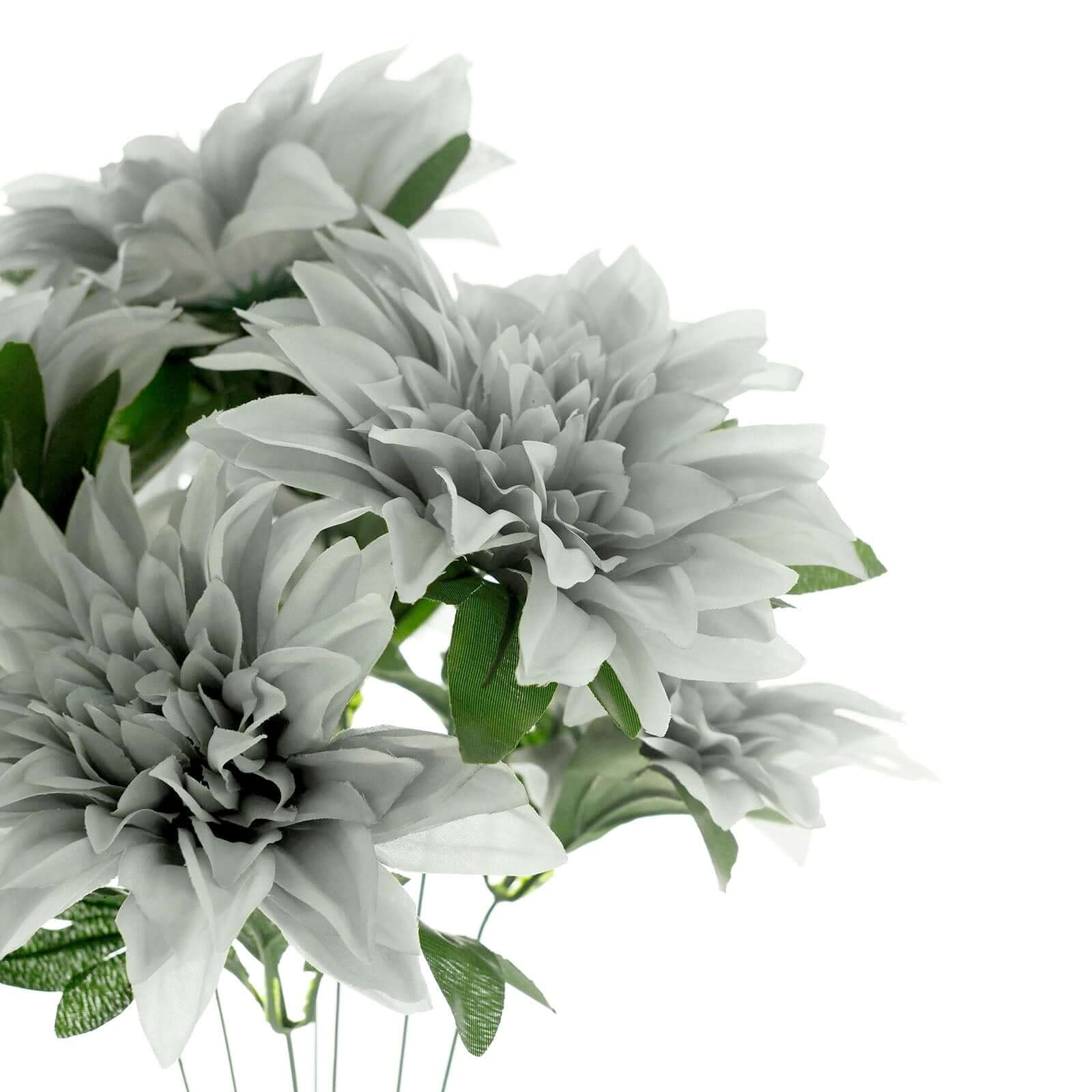 2 Bouquets Silver Artificial Silk Dahlia Flower Spray Bushes 20" - Image 15