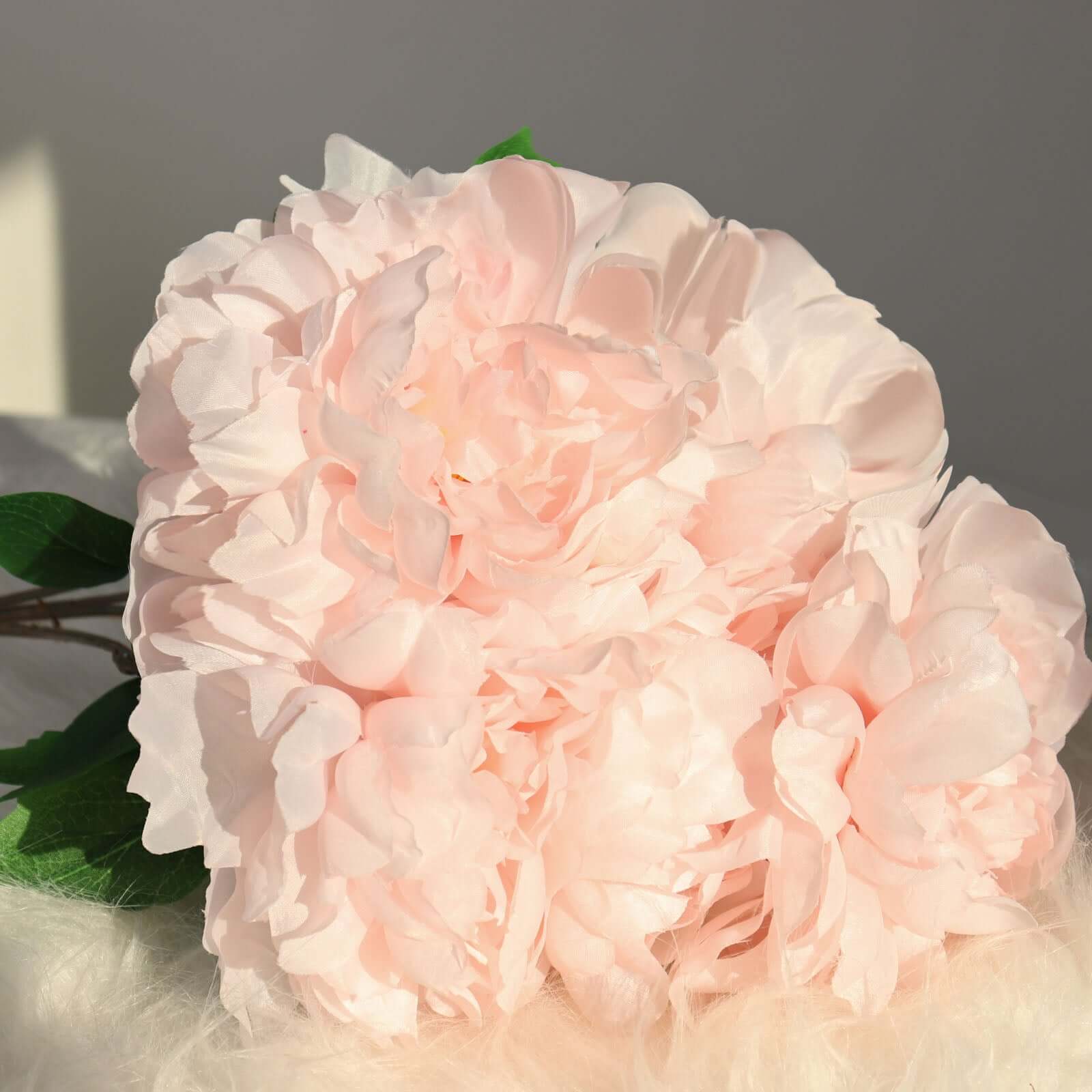 2 Bushes Blush Artificial Silk Peony Flower Bouquets, Real Touch Peonies Spray 17" - Image 10