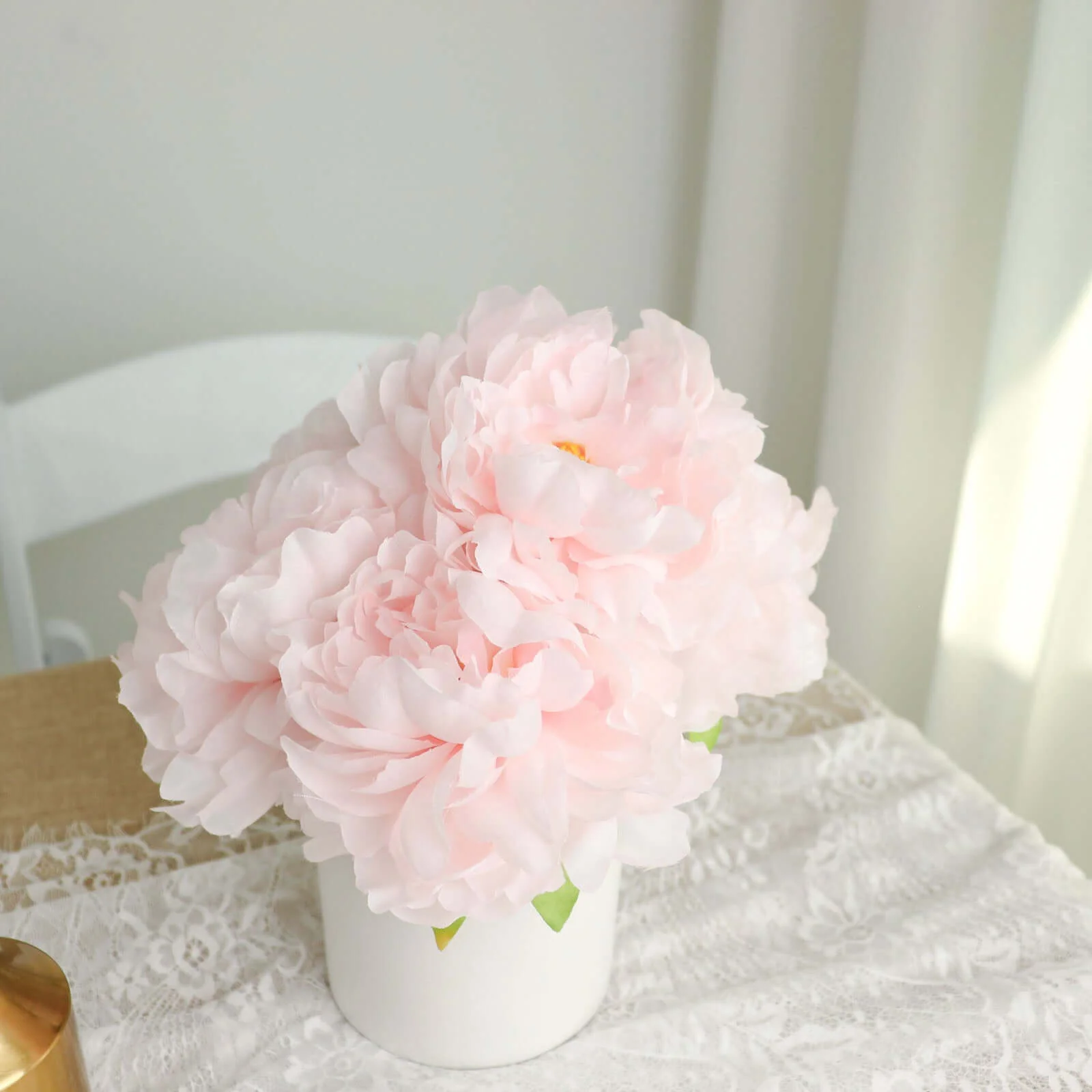 2 Bushes Blush Artificial Silk Peony Flower Bouquets, Real Touch Peonies Spray 17" - Image 15