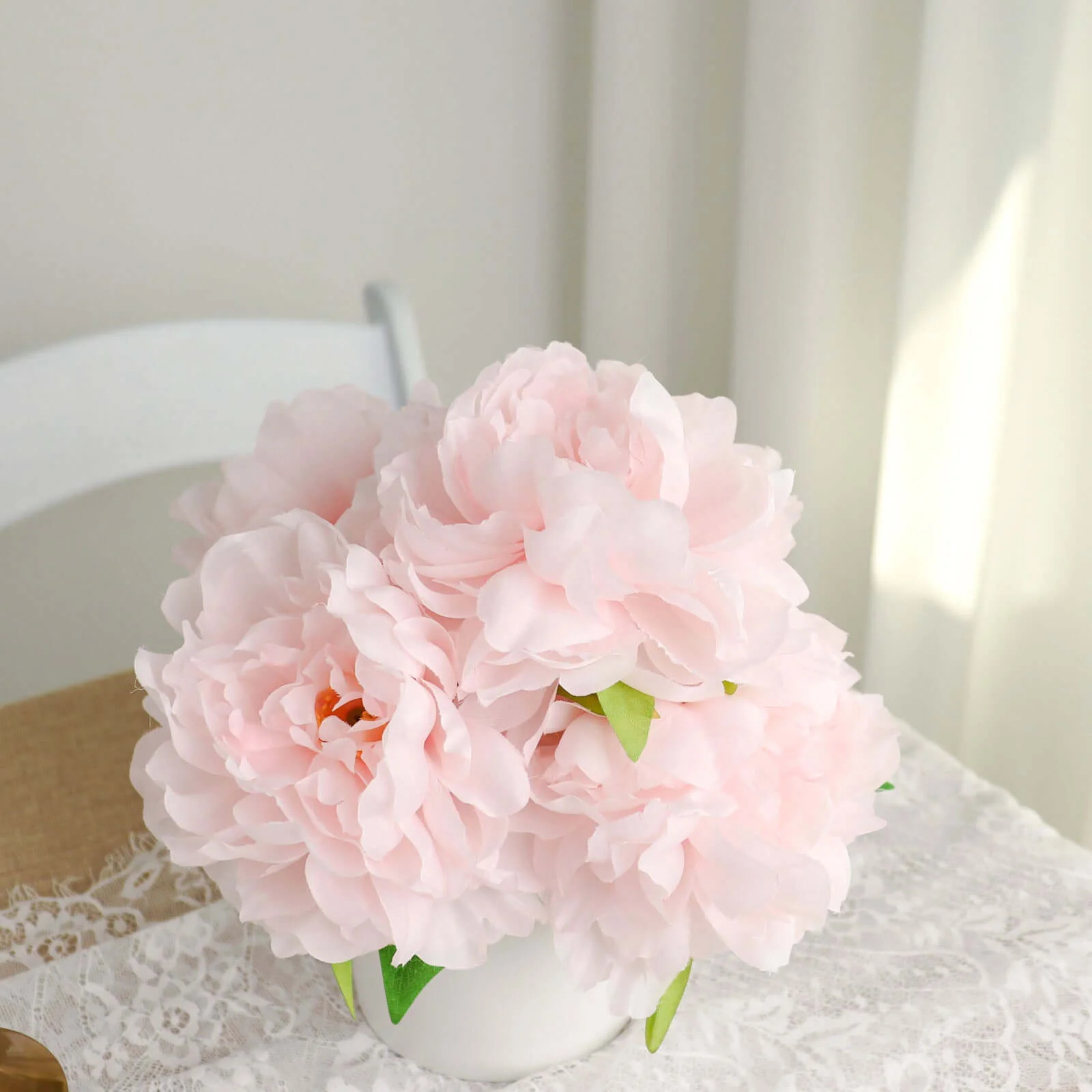 2 Bushes Blush Artificial Silk Peony Flower Bouquets, Real Touch Peonies Spray 17" - Image 17