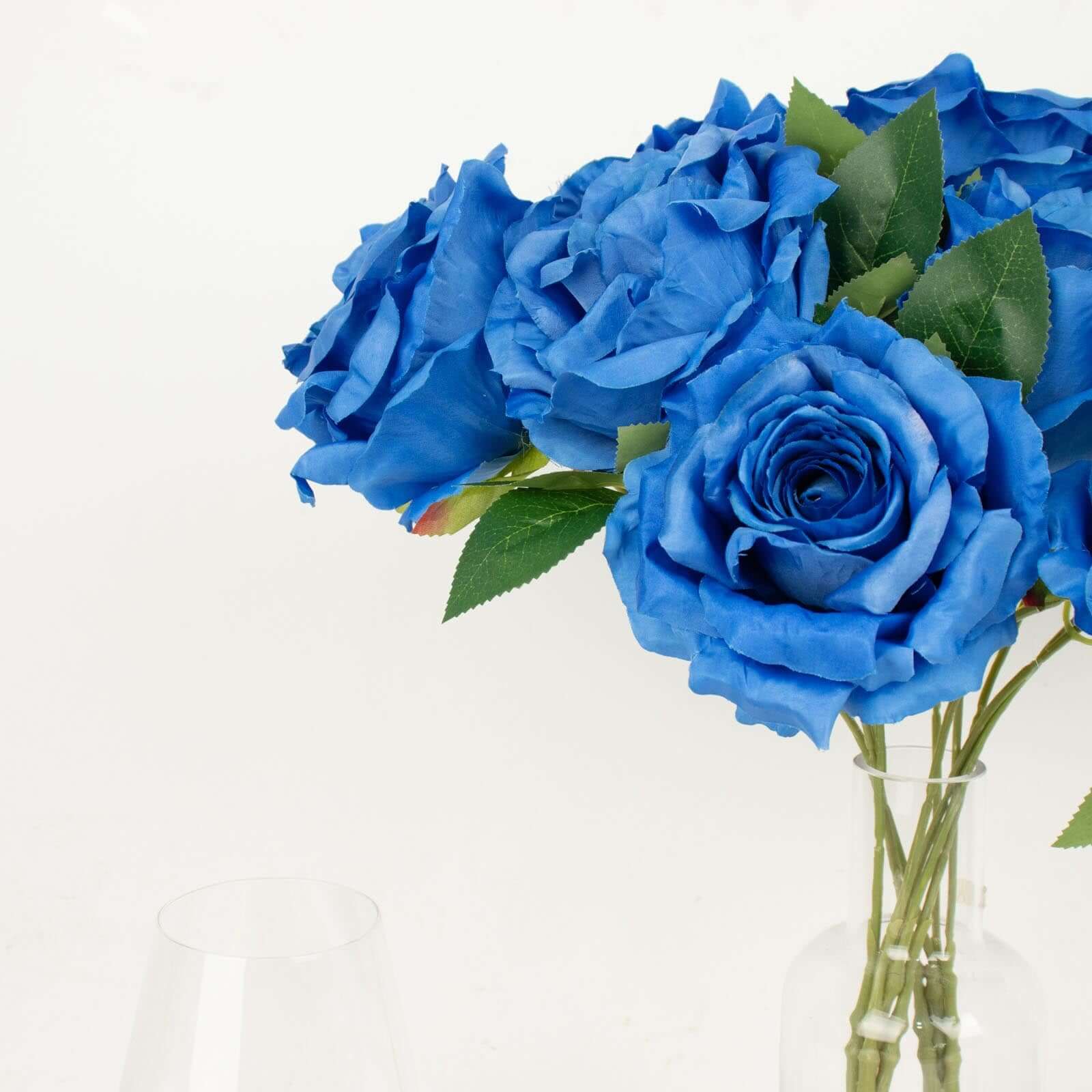 2 Bushes Royal Blue Premium Silk Jumbo Rose Flower Bouquet, High Quality Artificial Wedding Floral Arrangements 17" - Image 9