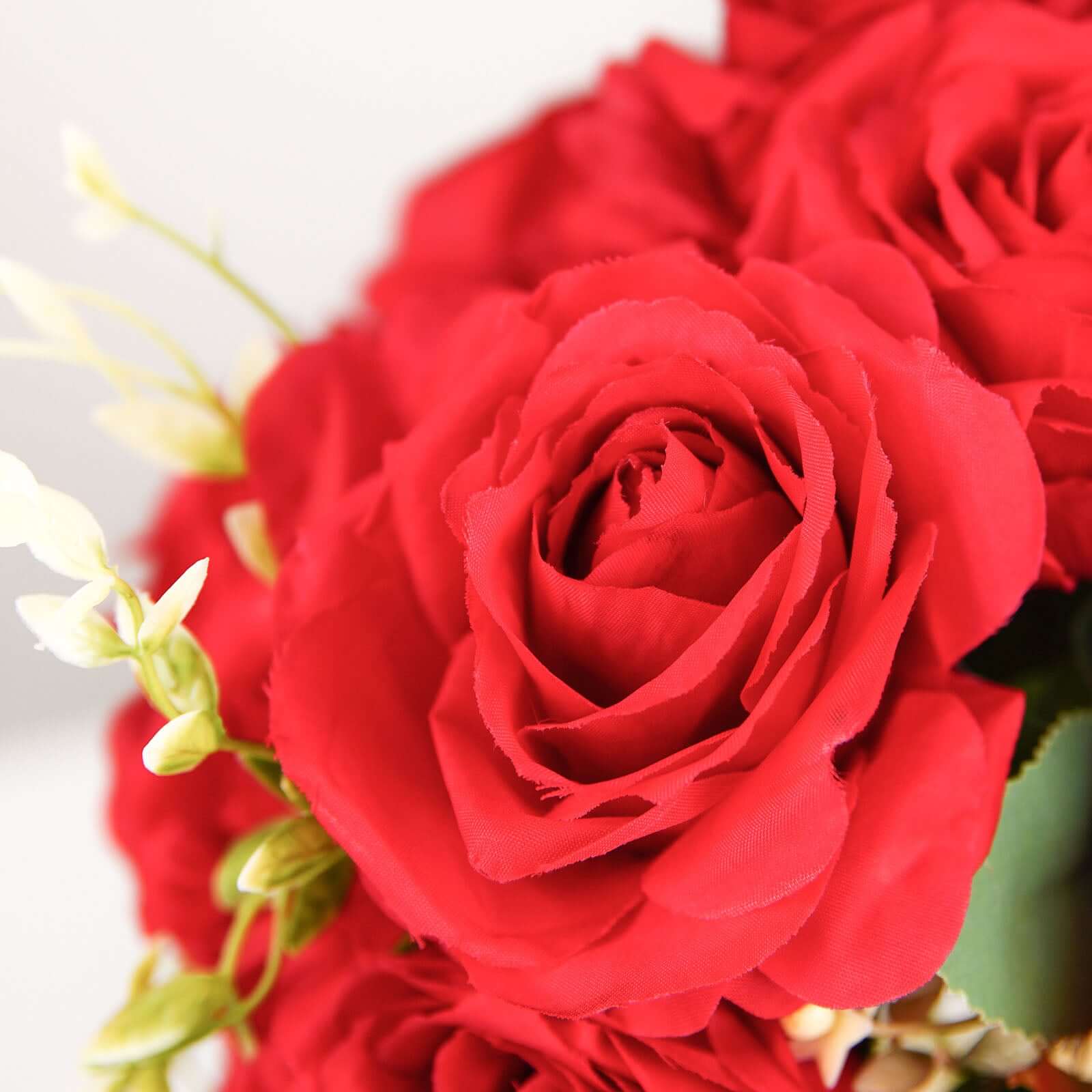 2 Bushes Red Artificial Silk Rose Flower Arrangements, Real Touch Long Stem Flower Bouquet 18" - Image 7