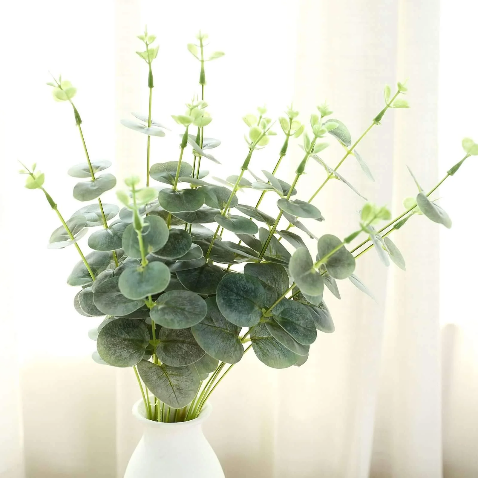2 Bushes Frosted Green Artificial Eucalyptus Branch Bouquet Plants 19" - Image 11