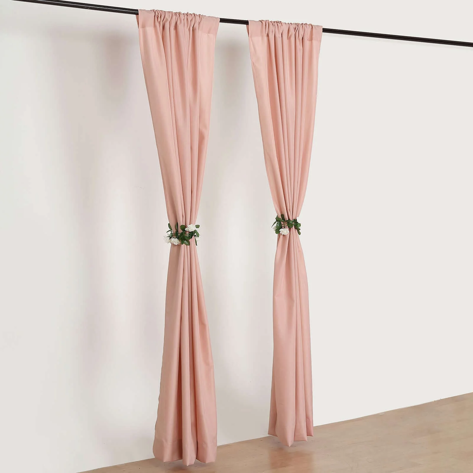 2 Pack 5ftx8ft Dusty Rose Polyester Backdrop Drape Curtains With Rod Pockets, Event Divider Panels 130GSM - Image 2