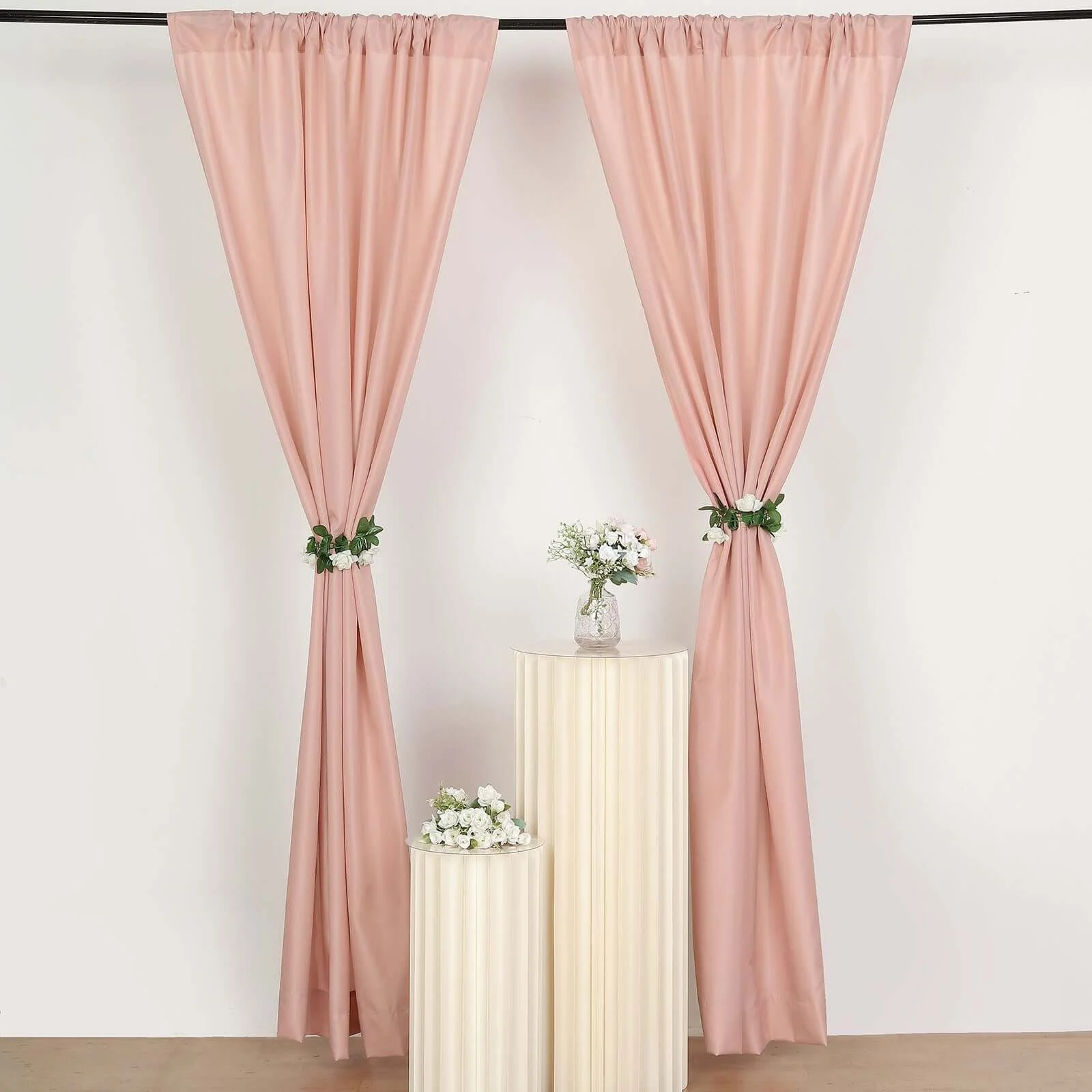 2 Pack 5ftx8ft Dusty Rose Polyester Backdrop Drape Curtains With Rod Pockets, Event Divider Panels 130GSM - Image 7