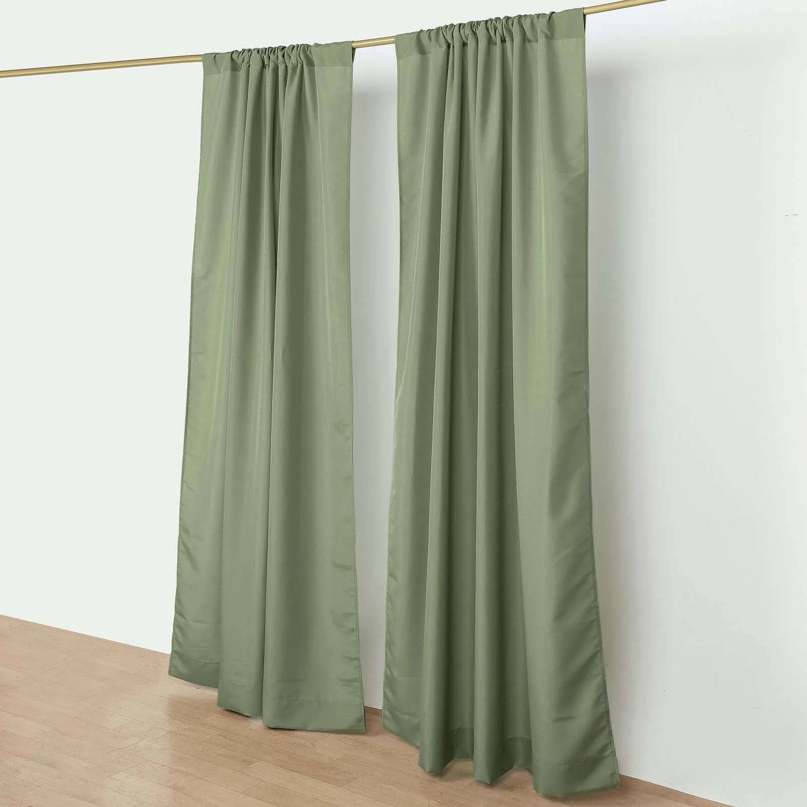 2 Pack 5ftx8ft Dusty Sage Green Polyester Backdrop Drape Curtains With Rod Pockets, Event Divider Panels 130GSM - Image 3