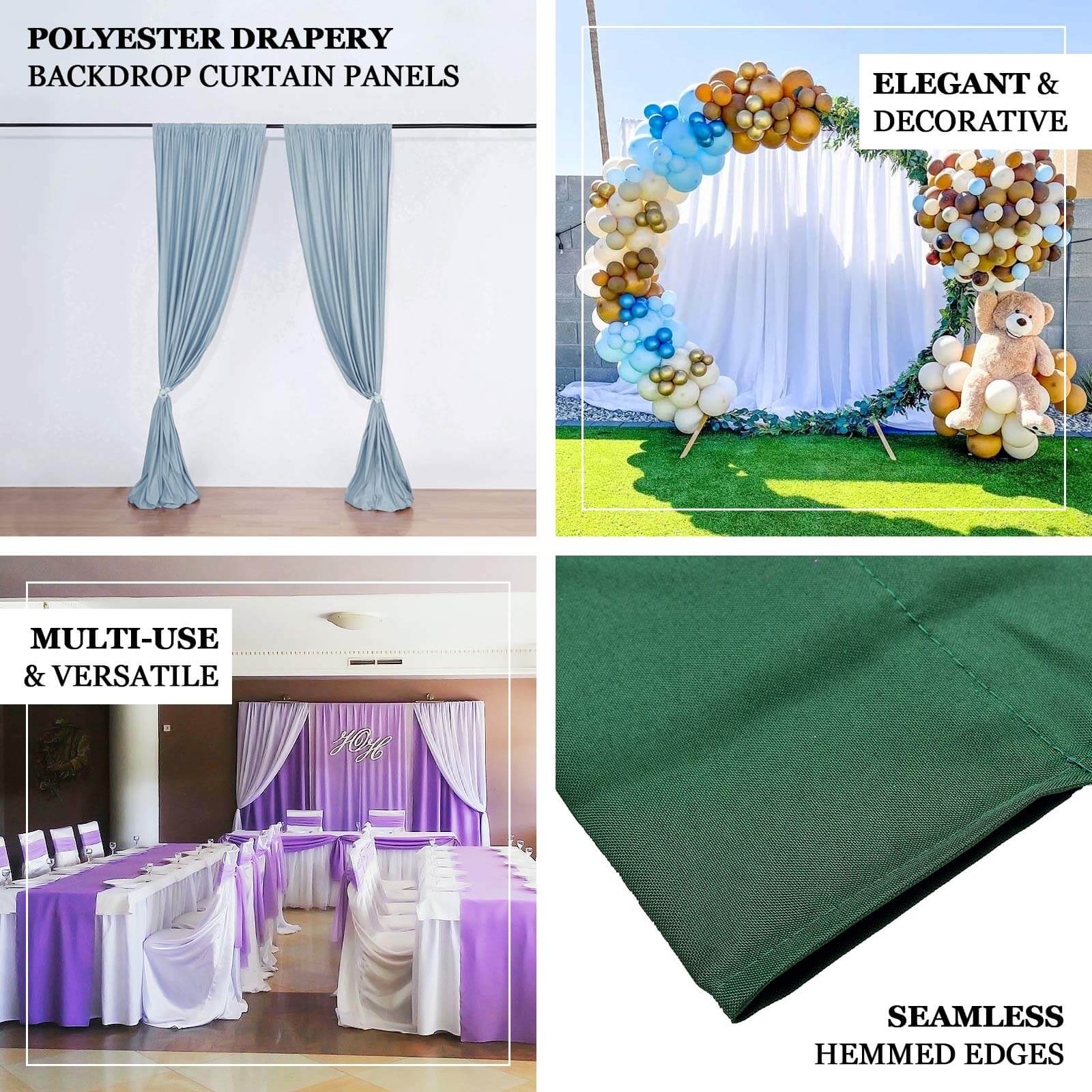 2 Pack 5ftx8ft Dusty Sage Green Polyester Backdrop Drape Curtains With Rod Pockets, Event Divider Panels 130GSM - Image 4