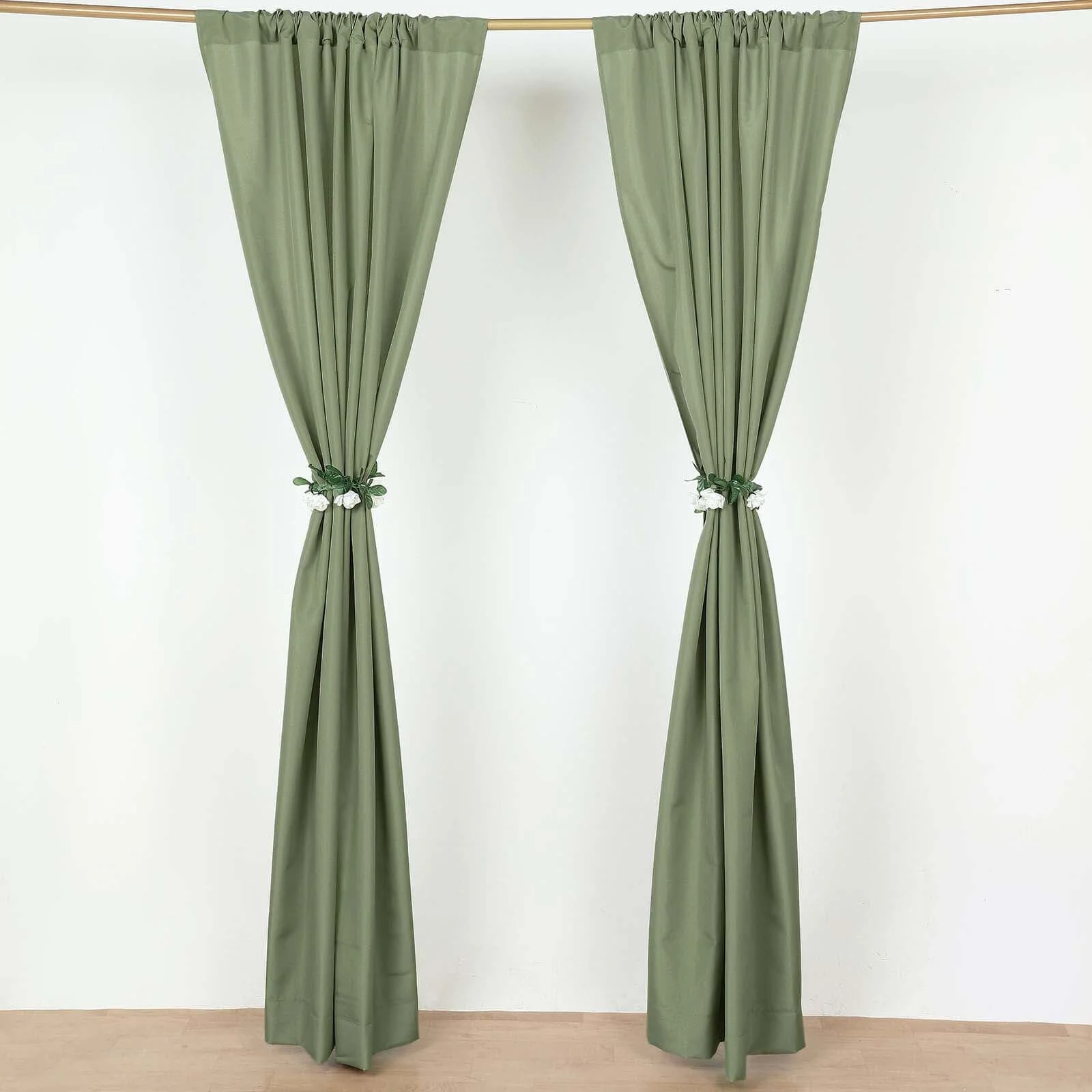 2 Pack 5ftx8ft Dusty Sage Green Polyester Backdrop Drape Curtains With Rod Pockets, Event Divider Panels 130GSM - Image 7