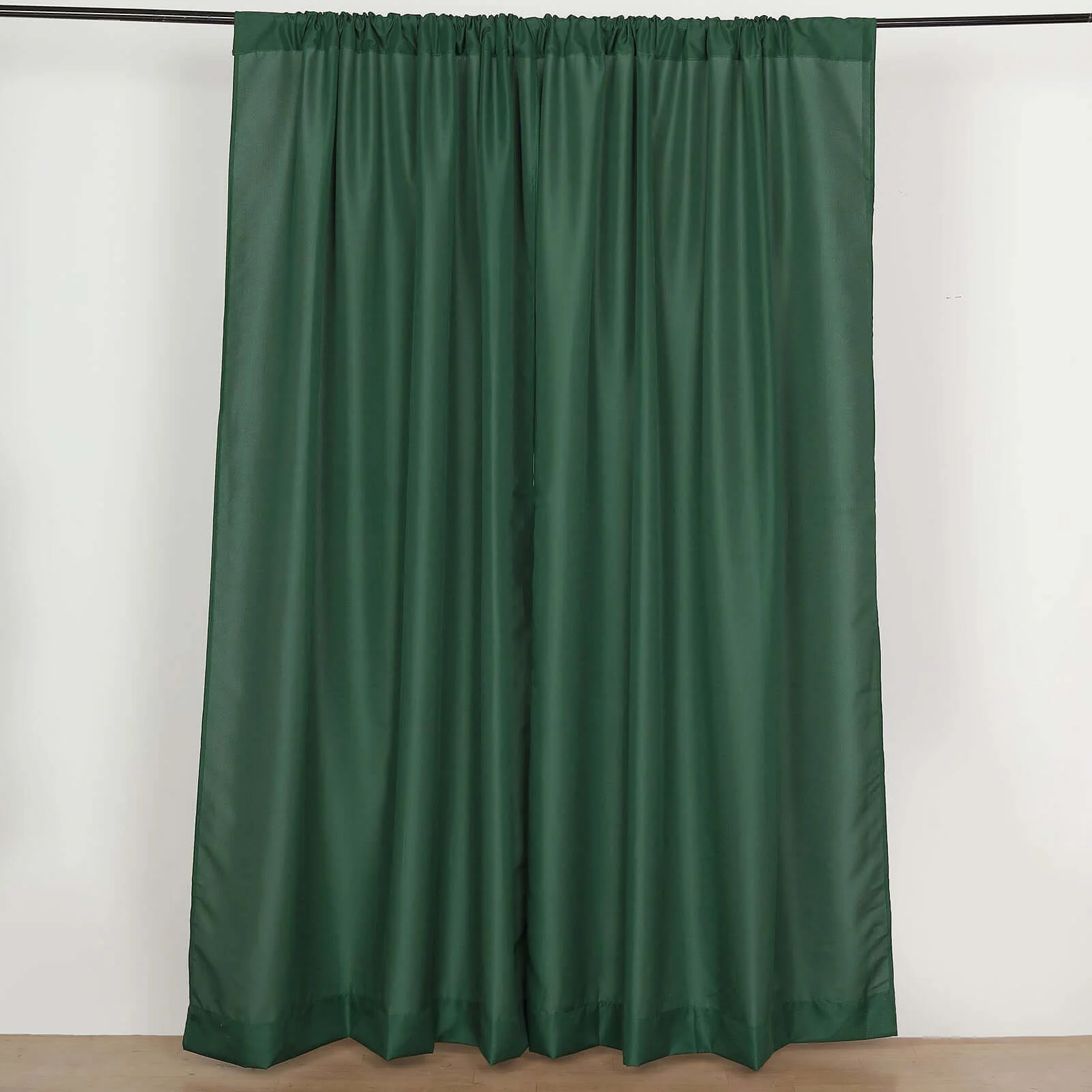 2 Pack 5ftx8ft Hunter Emerald Green Polyester Backdrop Drape Curtains With Rod Pockets, Event Divider Panels 130GSM