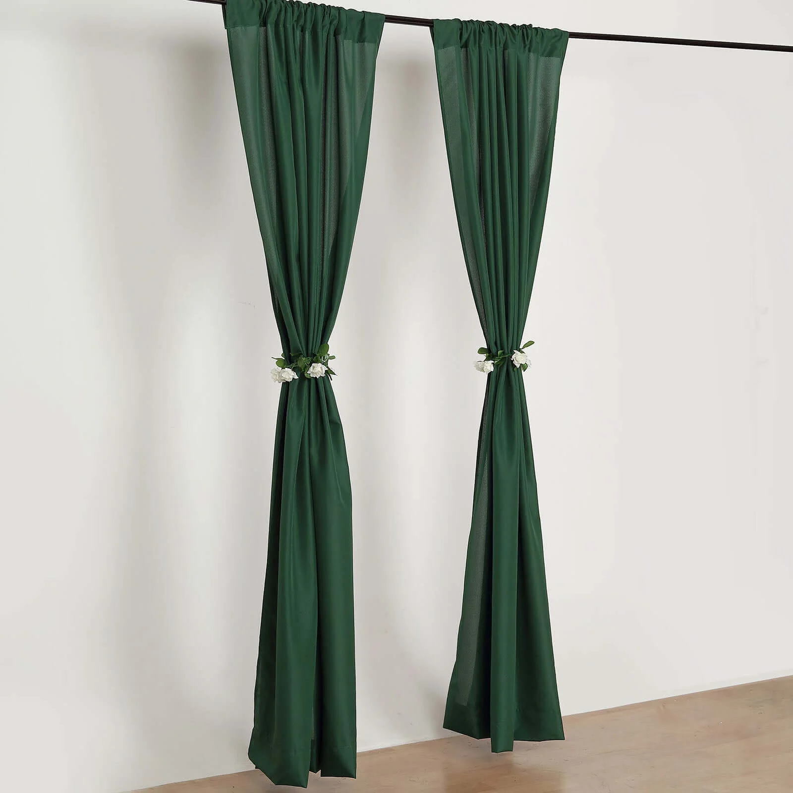2 Pack 5ftx8ft Hunter Emerald Green Polyester Backdrop Drape Curtains With Rod Pockets, Event Divider Panels 130GSM - Image 2