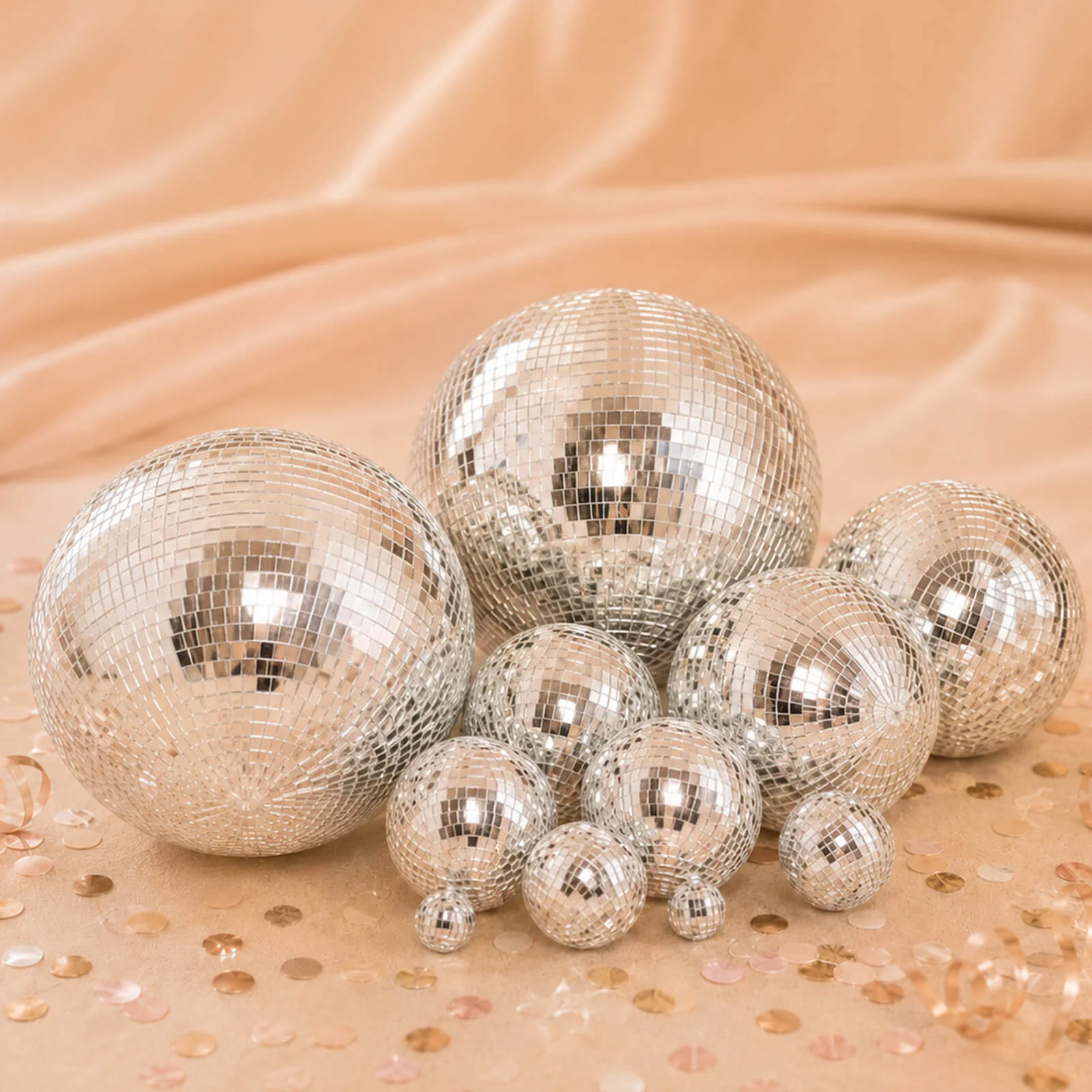 2 Pack Silver Foam Disco Mirror Ball With Hanging Swivel Ring, Holiday Party Decor 10" - Image 5