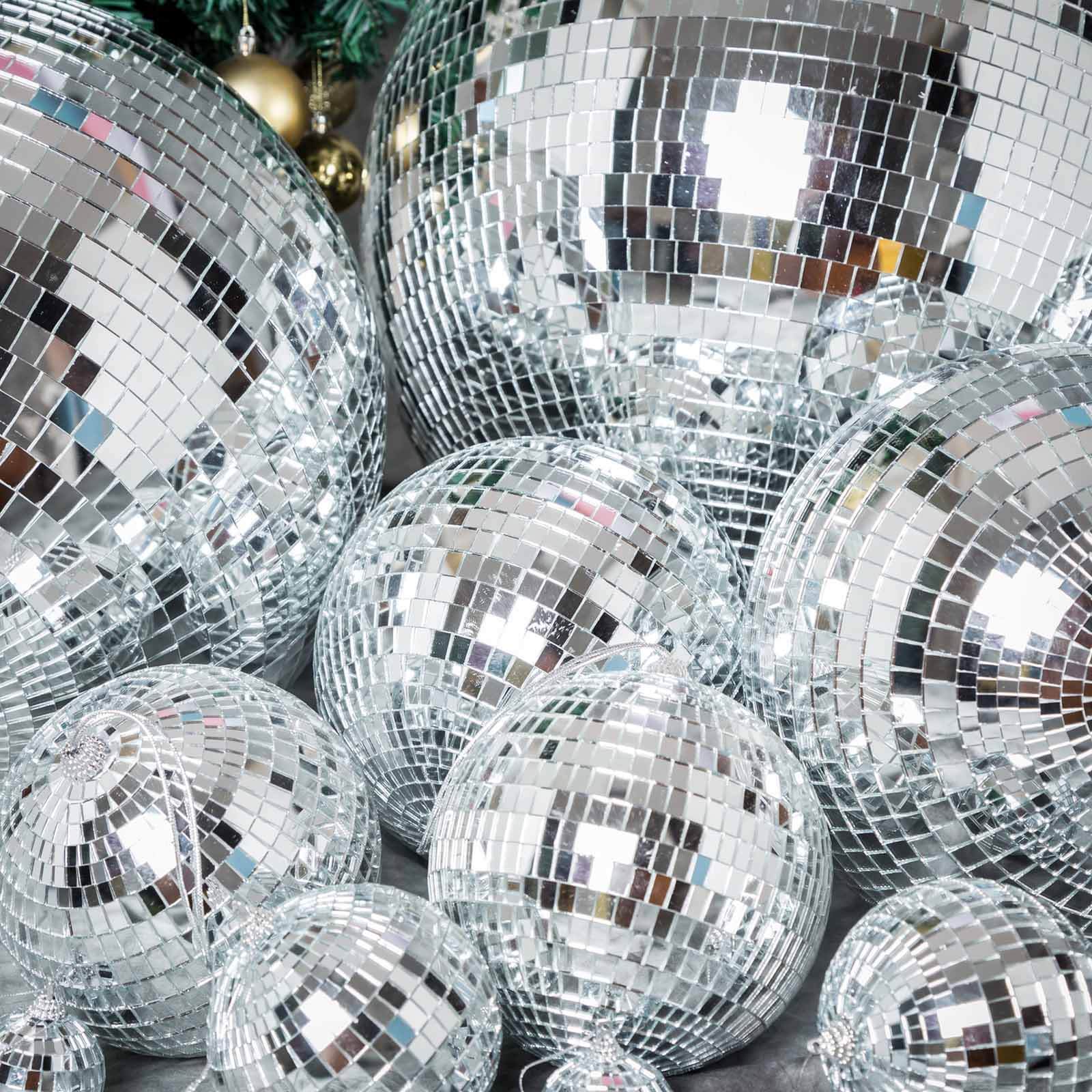 2 Pack Silver Foam Disco Mirror Ball With Hanging Swivel Ring, Holiday Party Decor 10" - Image 7