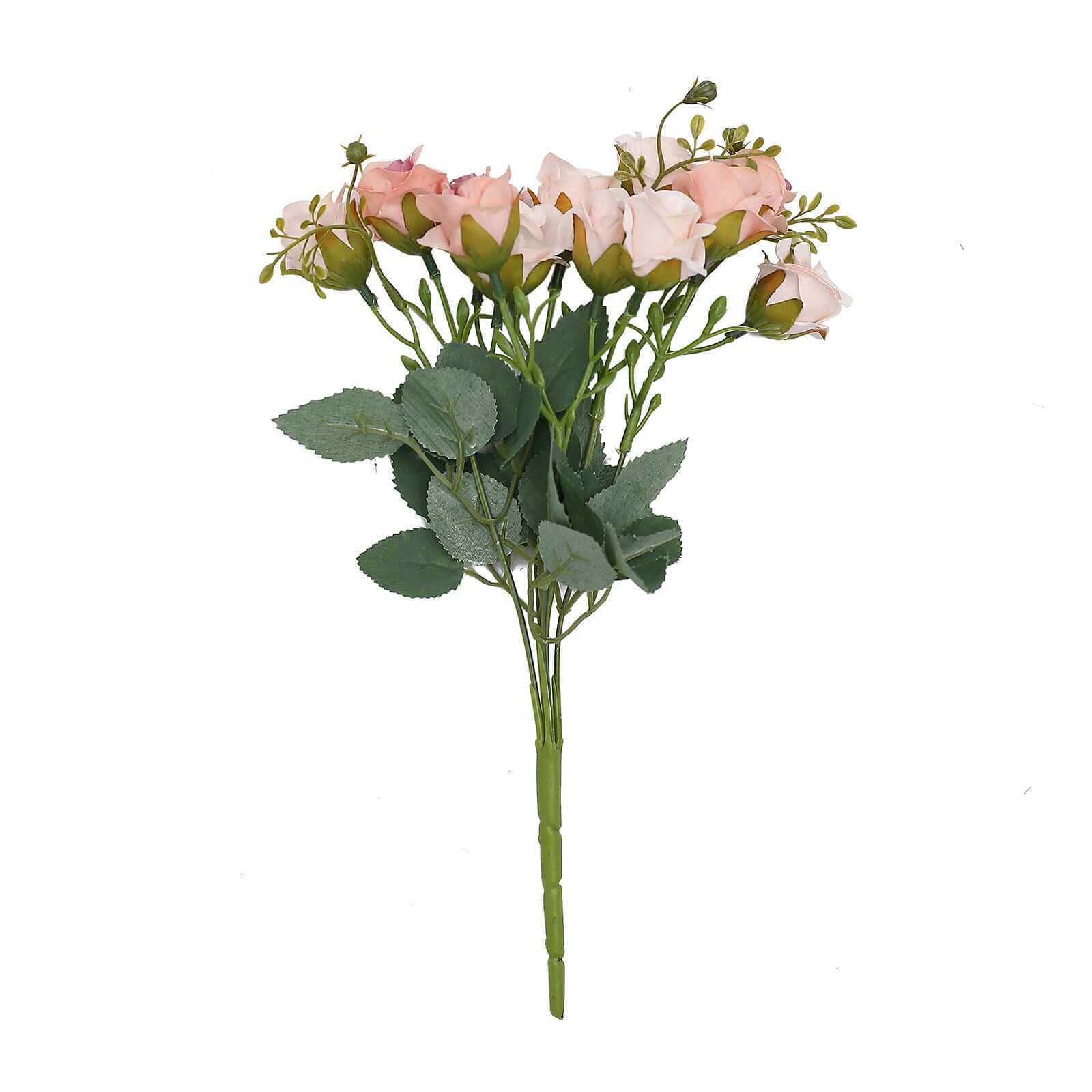 2 Pack Blush Artificial Open Rose Flower Bouquets, Small Faux Floral Arrangements 12" - Image 6