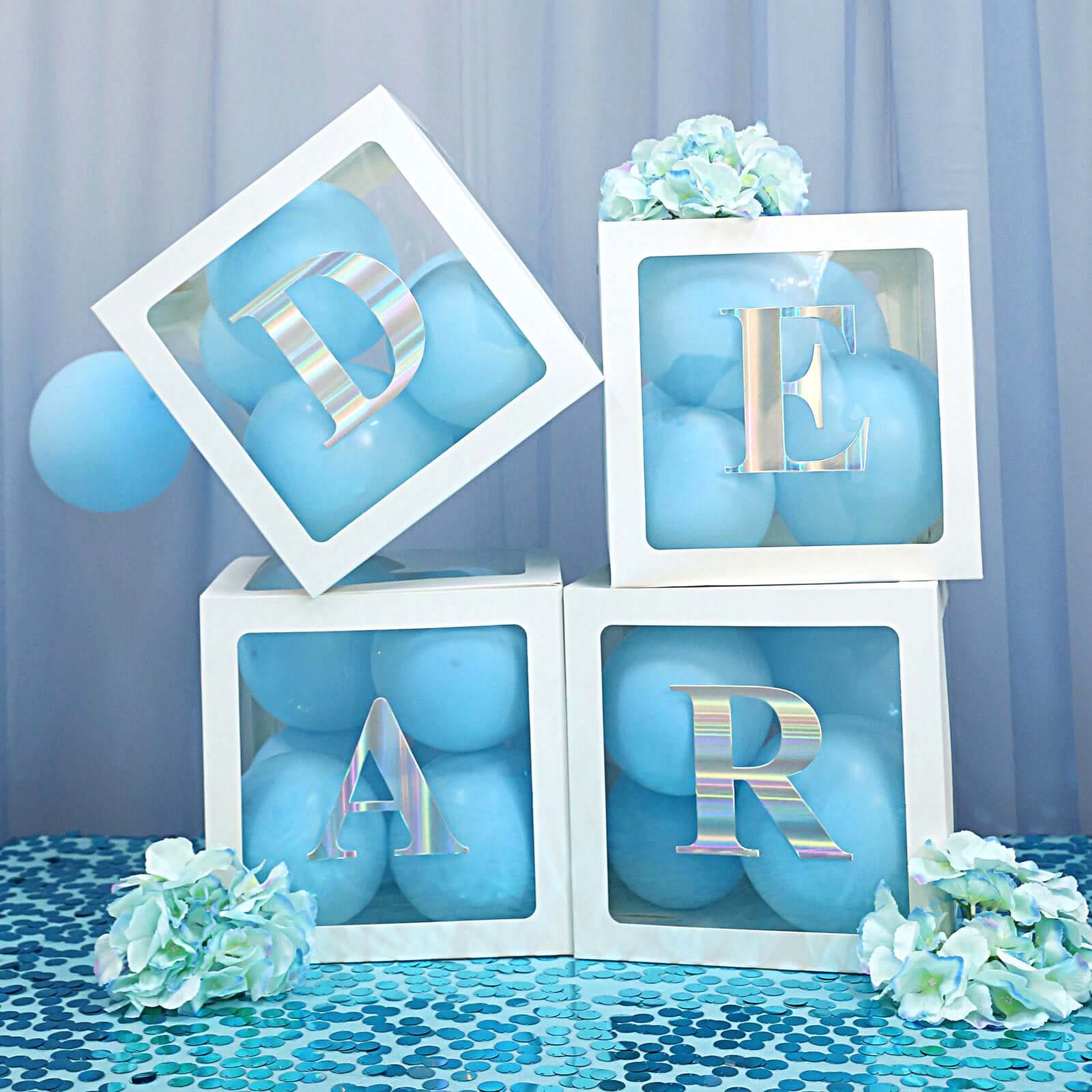 2 Pack White Transparent DIY Balloon Boxes, Baby Shower Party Decoration Boxes 12" - Image 5