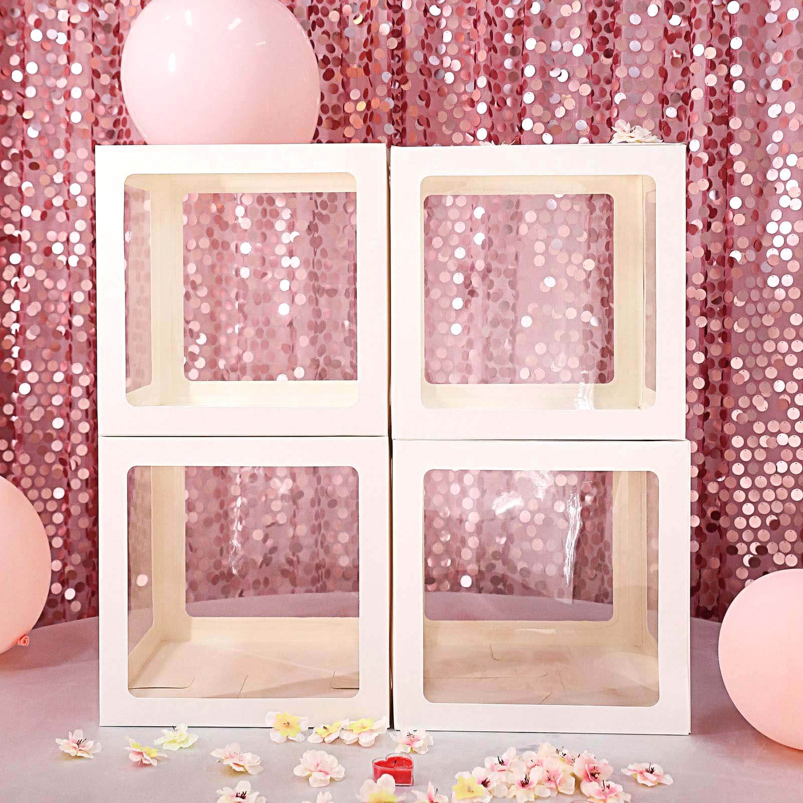 2 Pack White Transparent DIY Balloon Boxes, Baby Shower Party Decoration Boxes 12" - Image 6