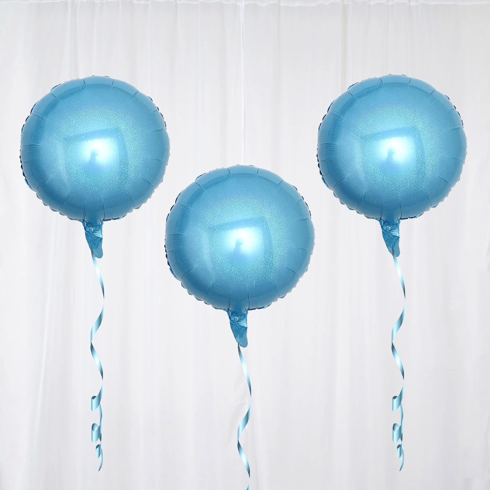 2 Pack Blue Sparkle Aluminium Foil Air Helium 4D Round Orbz Mylar Balloons 13"