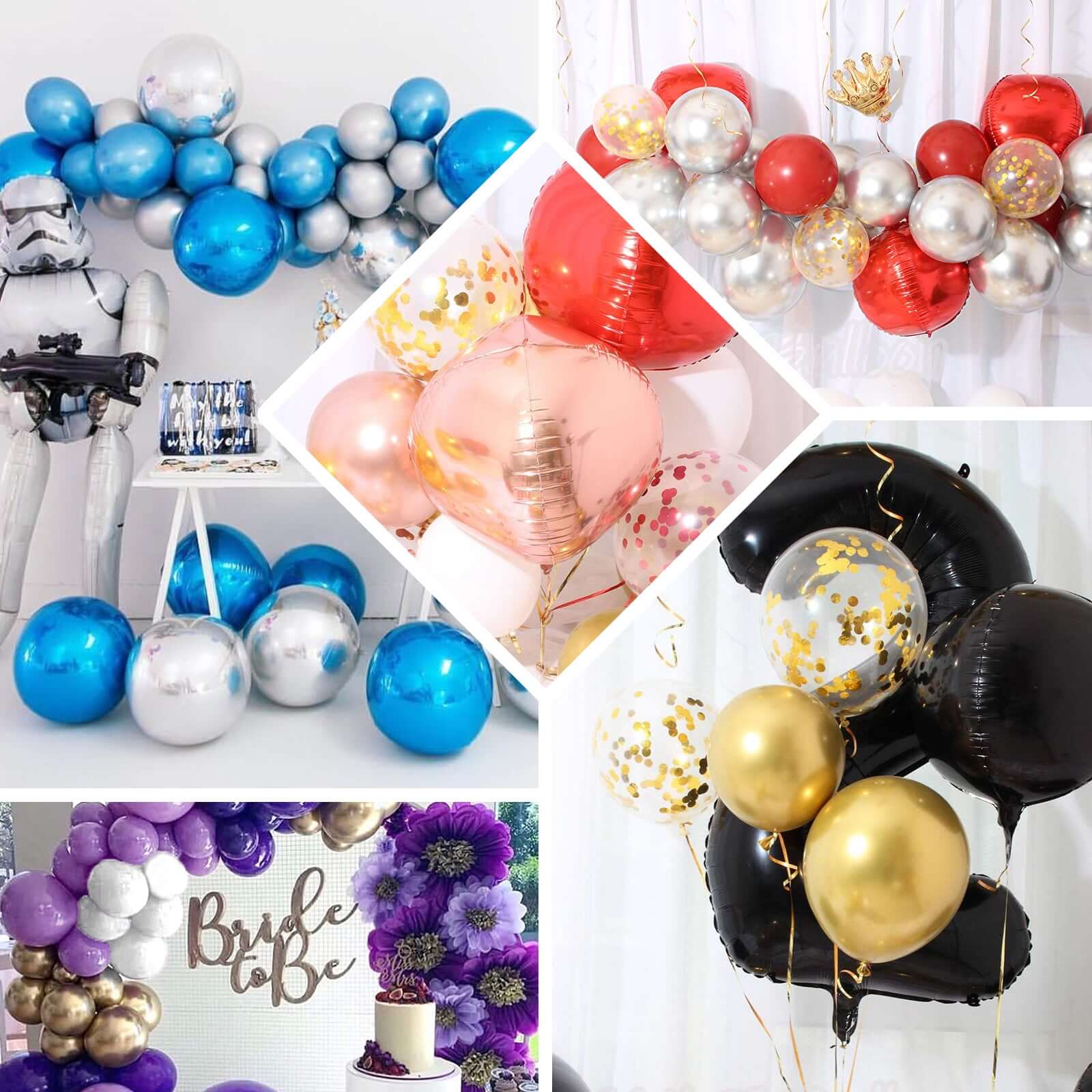 2 Pack Metallic Blue Sphere Mylar Foil Helium or Air Balloons 14" 4D - Image 5