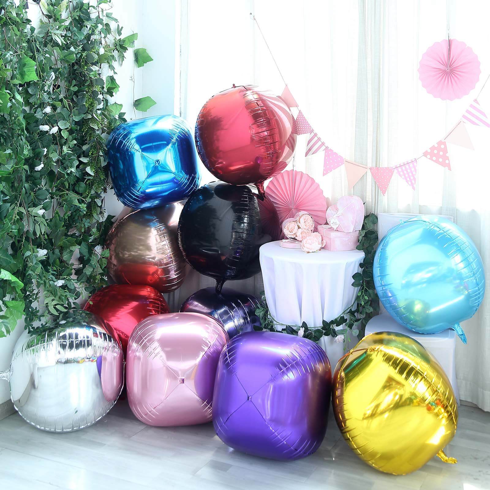 2 Pack Metallic Blue Sphere Mylar Foil Helium or Air Balloons 18" 4D - Image 10