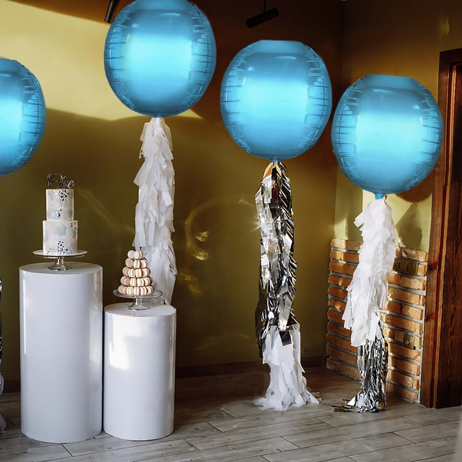 2 Pack Metallic Blue Sphere Mylar Foil Helium or Air Balloons 18" 4D - Image 9
