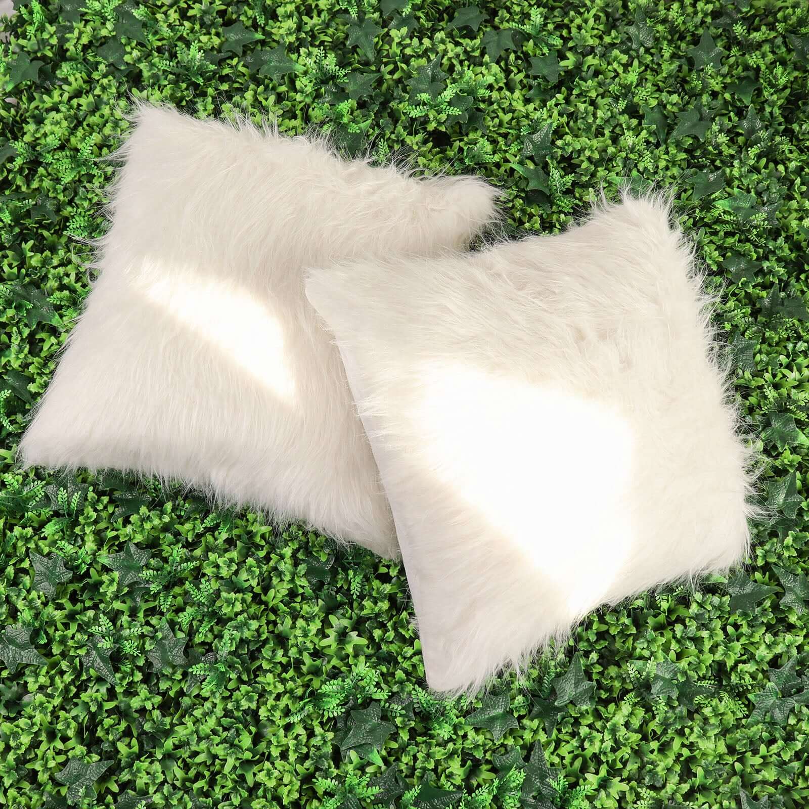 2 Pack White Faux Fur Sheepskin Throw Pillow Cases, Square Pillow Covers 18" - Image 10