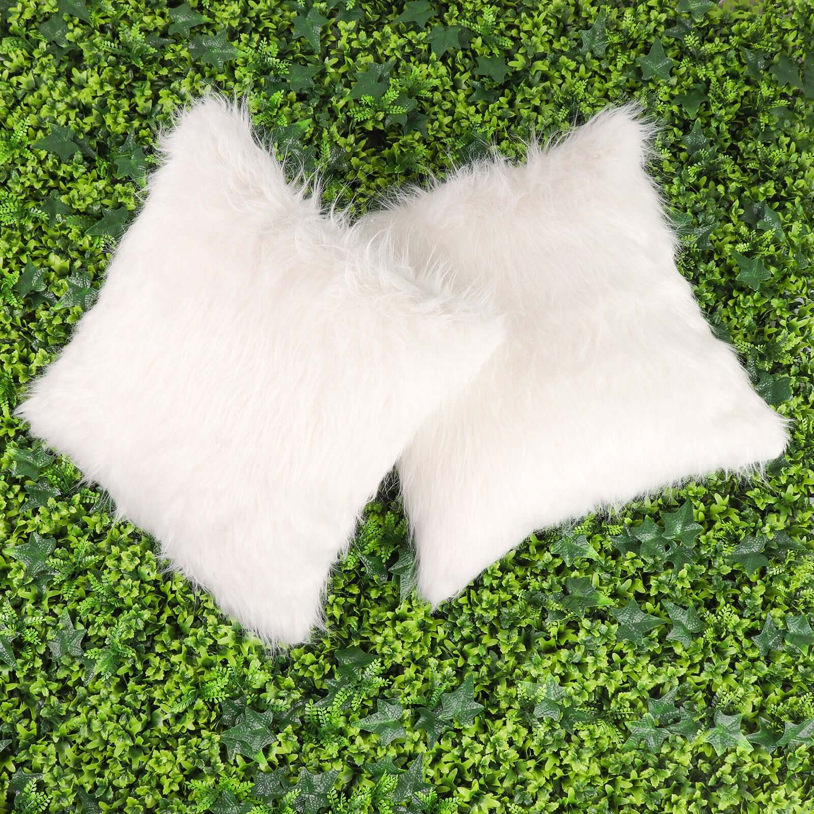 2 Pack White Faux Fur Sheepskin Throw Pillow Cases, Square Pillow Covers 18" - Image 15