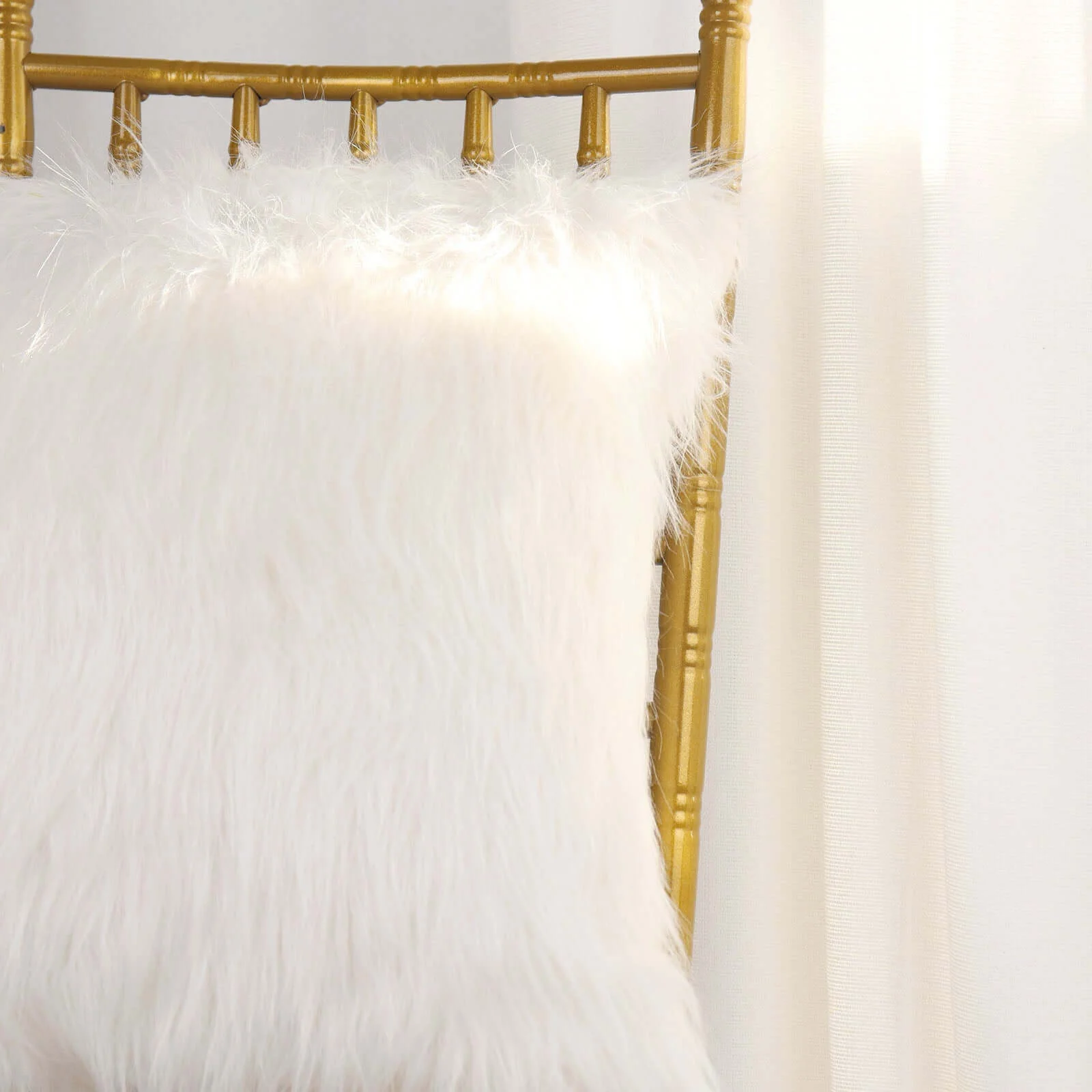 2 Pack White Faux Fur Sheepskin Throw Pillow Cases, Square Pillow Covers 18" - Image 2