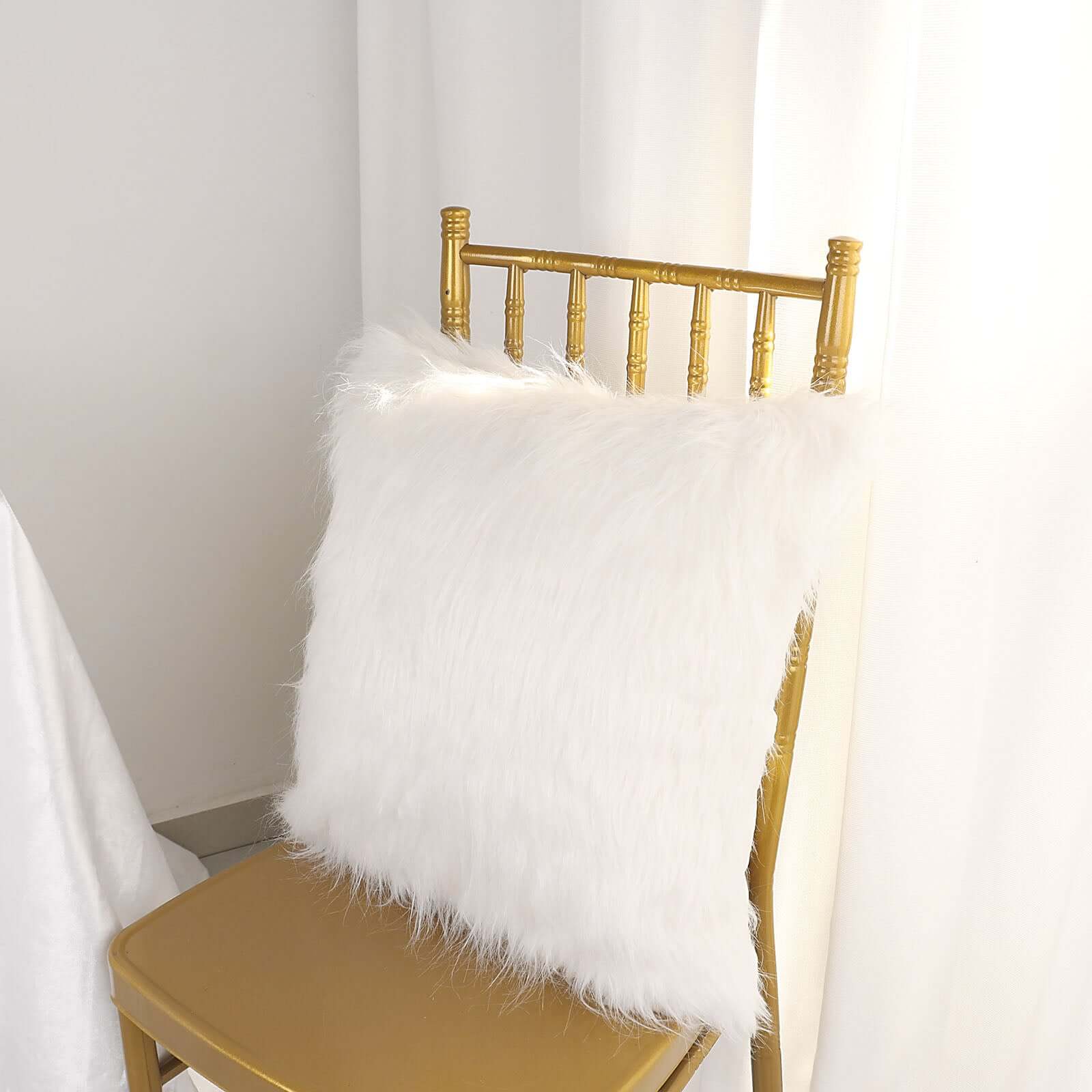 2 Pack White Faux Fur Sheepskin Throw Pillow Cases, Square Pillow Covers 18" - Image 6