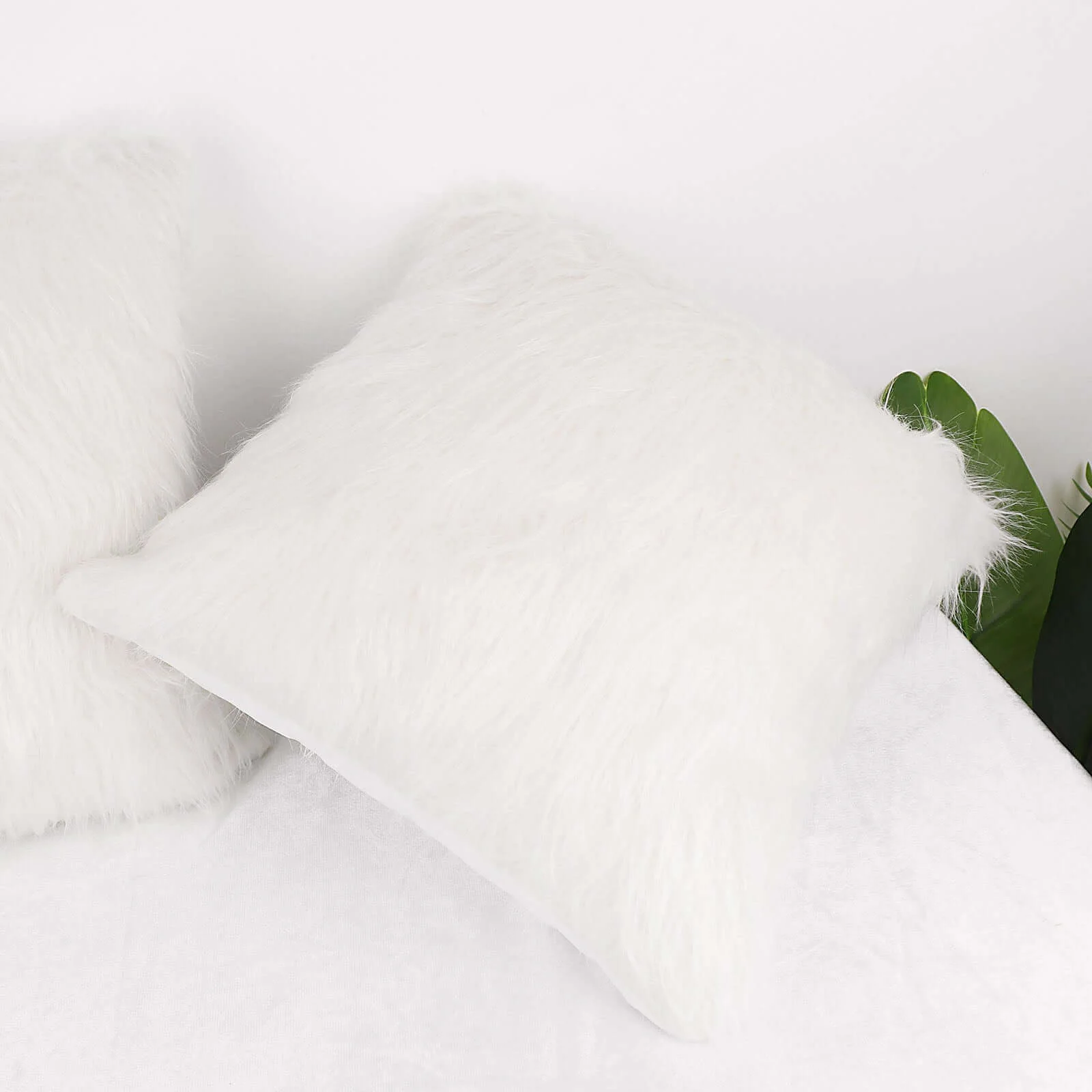 2 Pack White Faux Fur Sheepskin Throw Pillow Cases, Square Pillow Covers 18" - Image 9