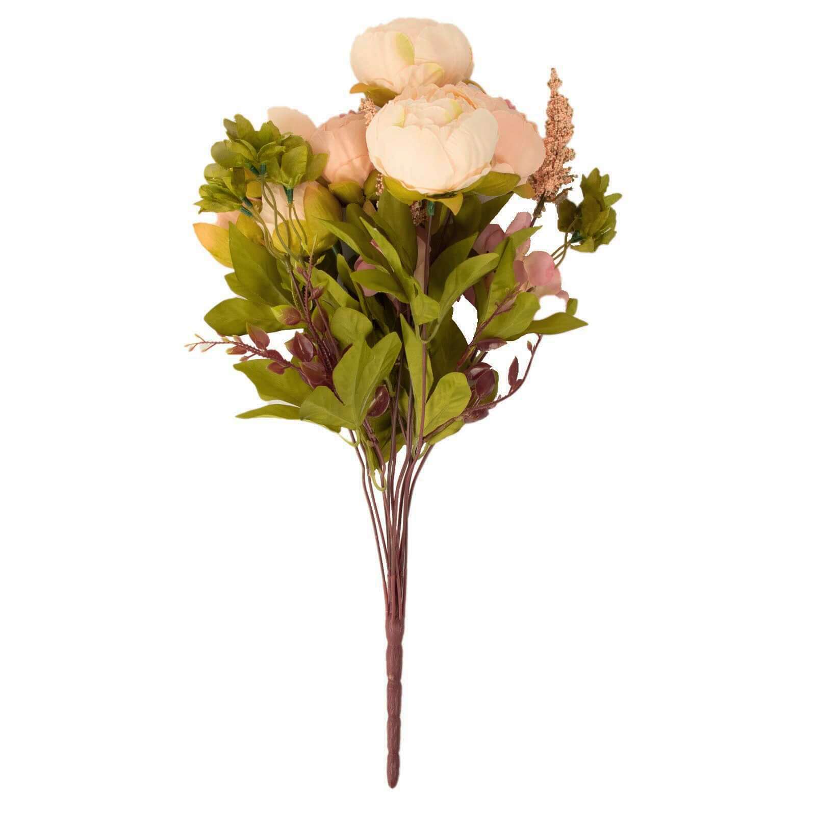 2 Pack Cream Blush Artificial Peony Flower Wedding Bouquets, Faux Silk Flower Arrangements 19" - Image 6