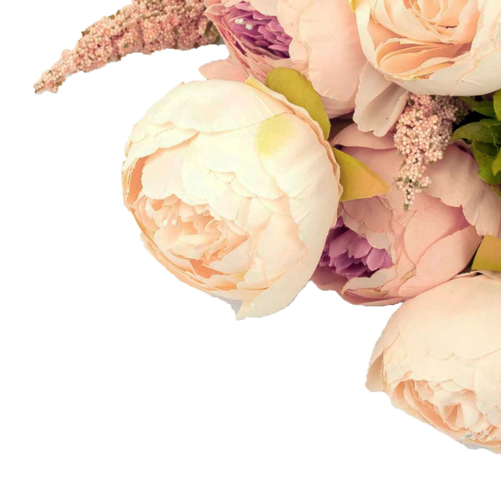 2 Pack Cream Blush Artificial Peony Flower Wedding Bouquets, Faux Silk Flower Arrangements 19" - Image 8