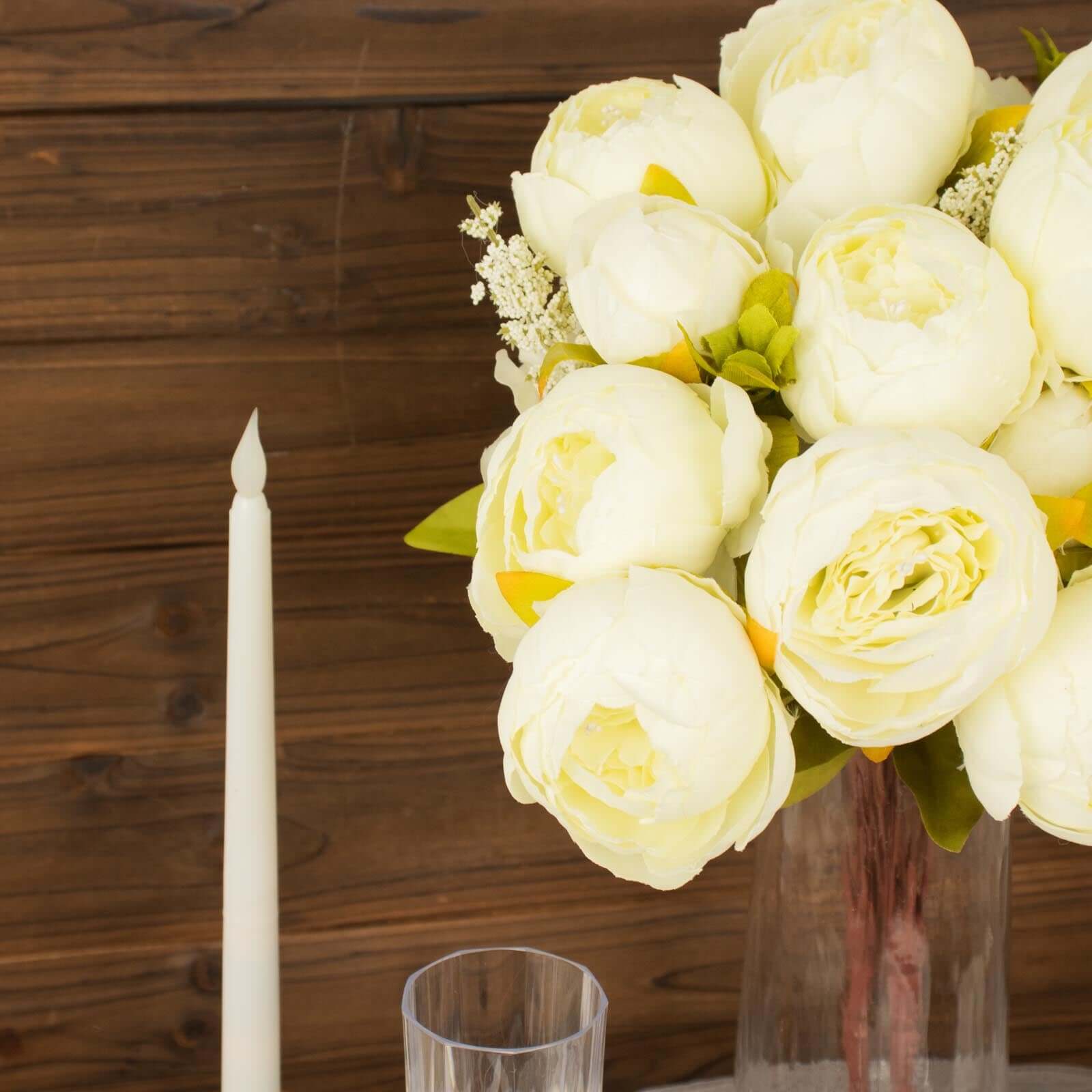 2 Pack Ivory Artificial Peony Flower Wedding Bouquets, Faux Silk Flower Arrangements 19" - Image 11