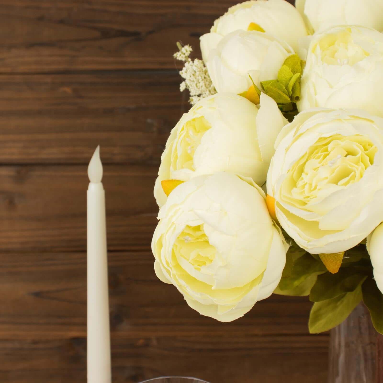 2 Pack Ivory Artificial Peony Flower Wedding Bouquets, Faux Silk Flower Arrangements 19" - Image 12