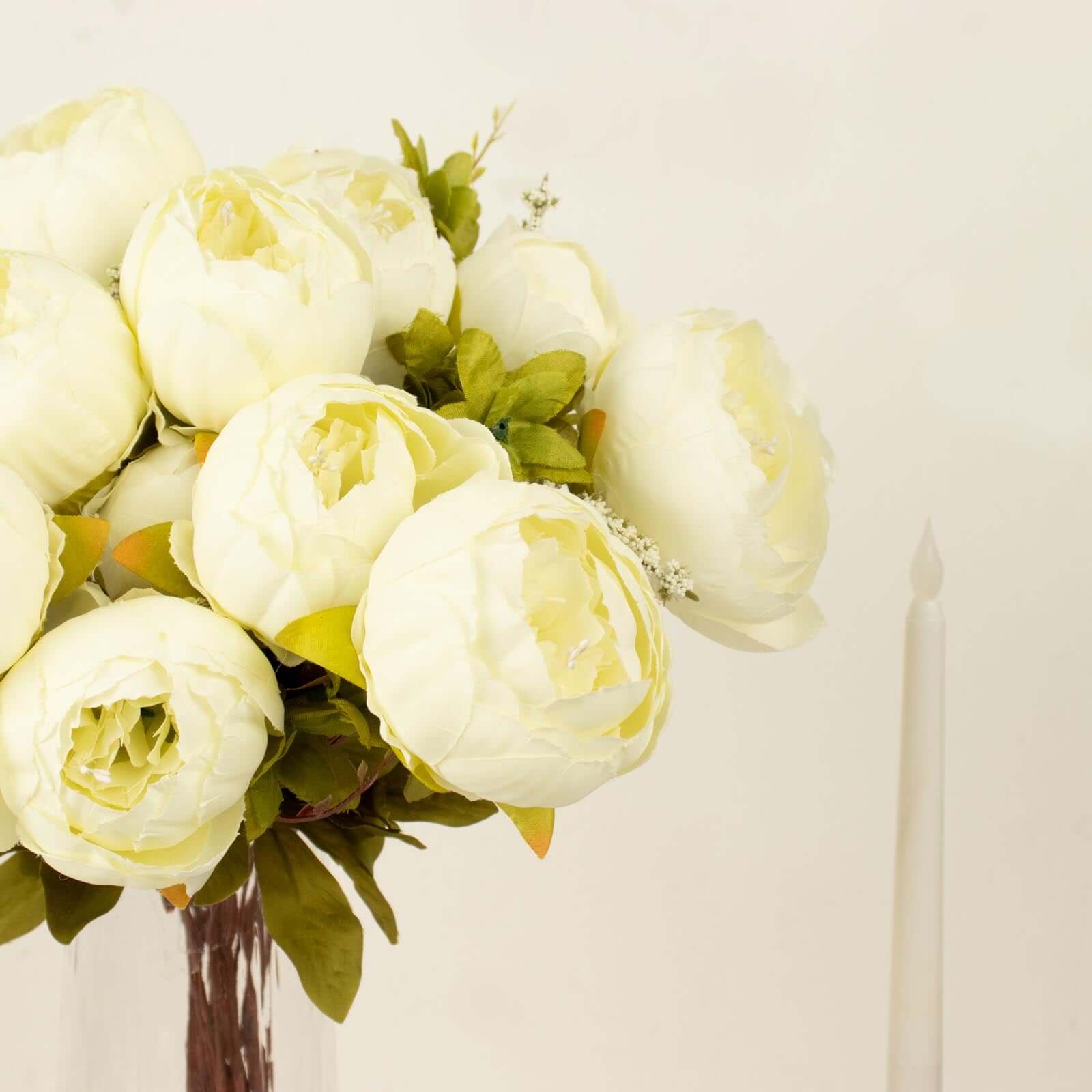 2 Pack Ivory Artificial Peony Flower Wedding Bouquets, Faux Silk Flower Arrangements 19" - Image 13
