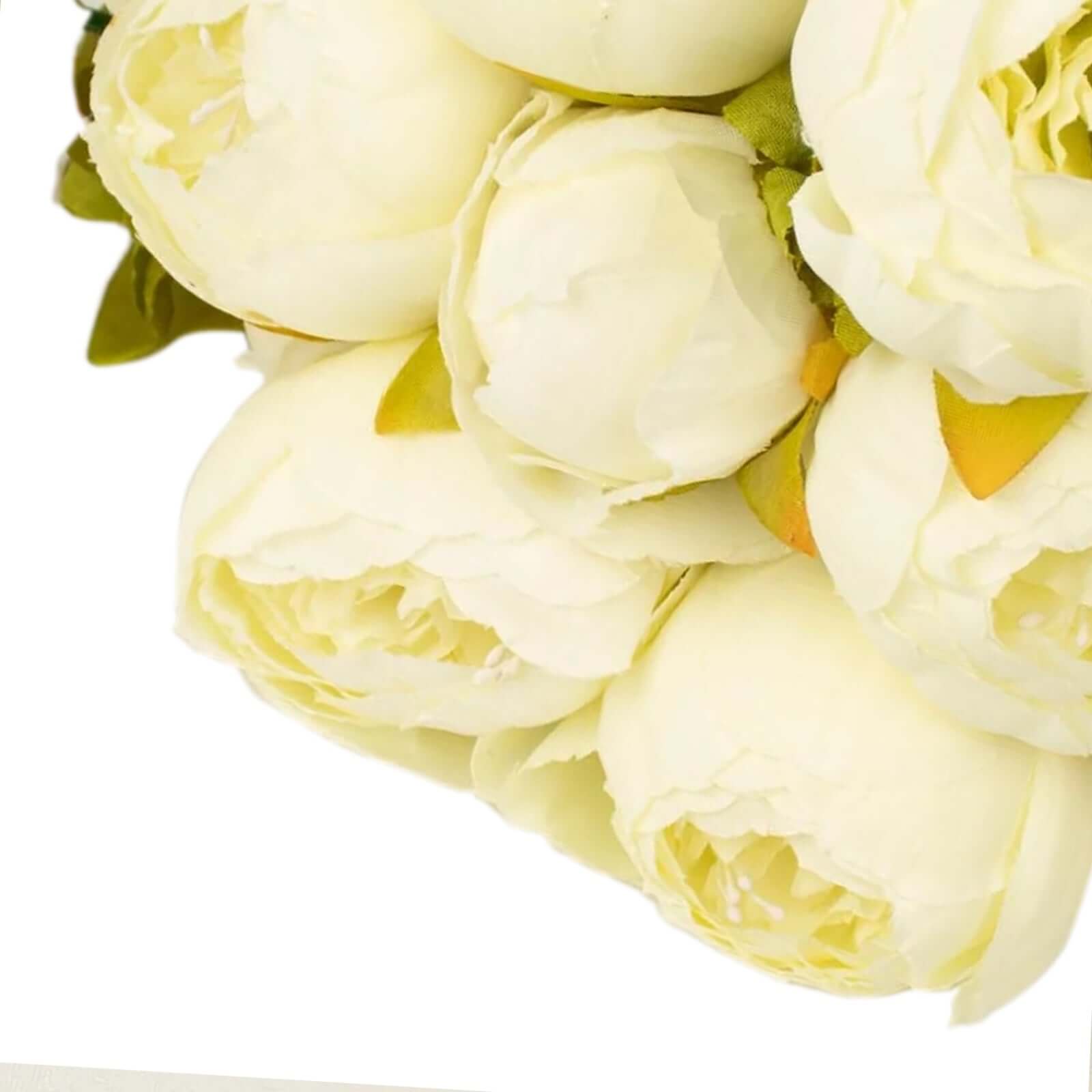 2 Pack Ivory Artificial Peony Flower Wedding Bouquets, Faux Silk Flower Arrangements 19" - Image 15