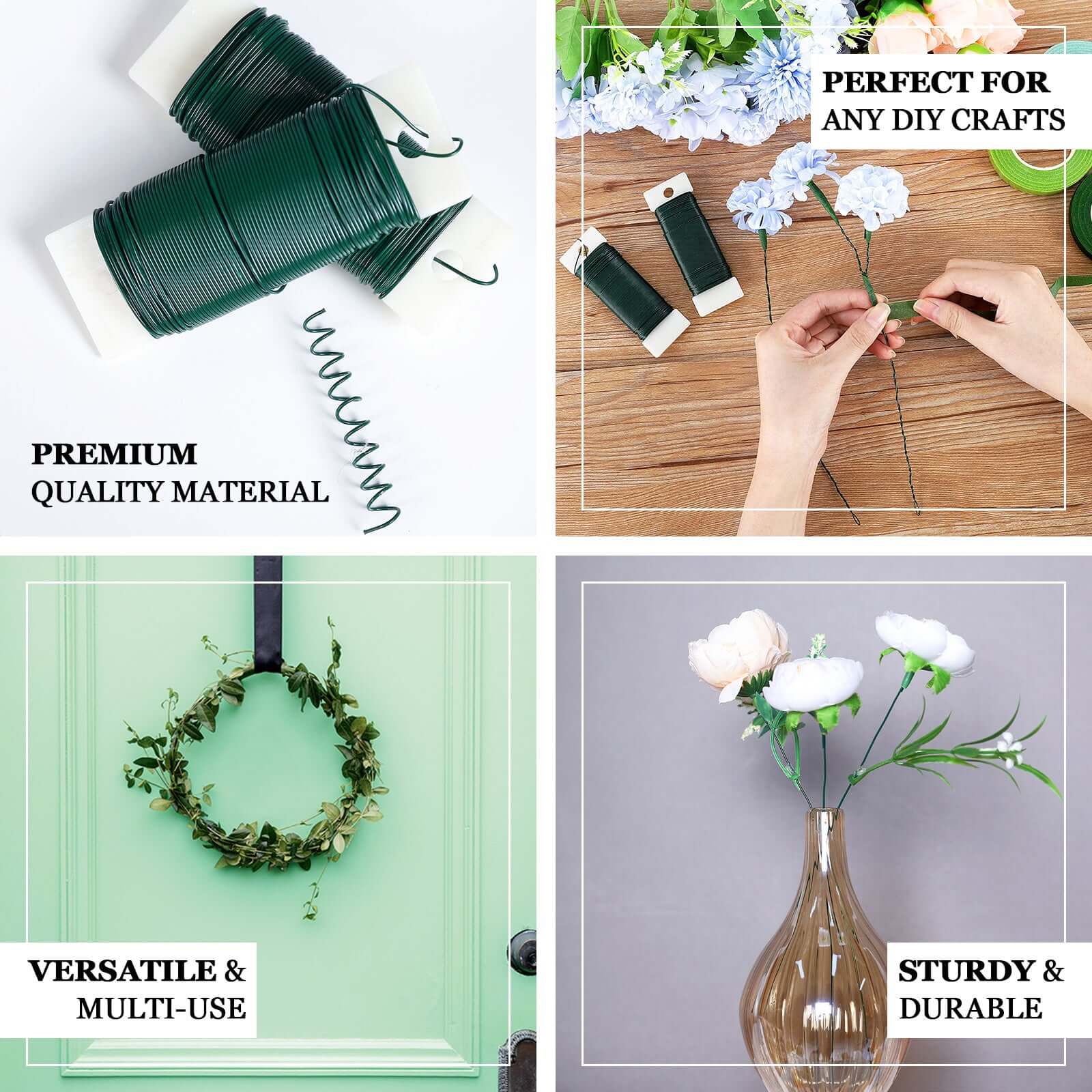 2 Pack Green Floral Wire, DIY Craft Paddle Wire for Flower Arrangements 38 Yards 20 Gauge - Image 3