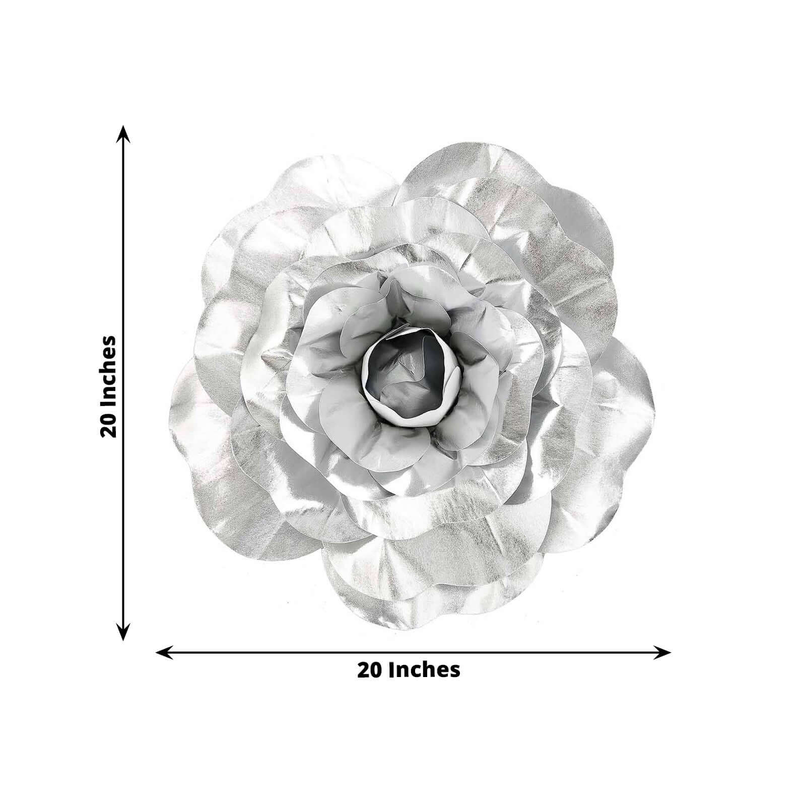 2 Pack Large Silver Real Touch Artificial Foam DIY Craft Roses 20" - Image 3