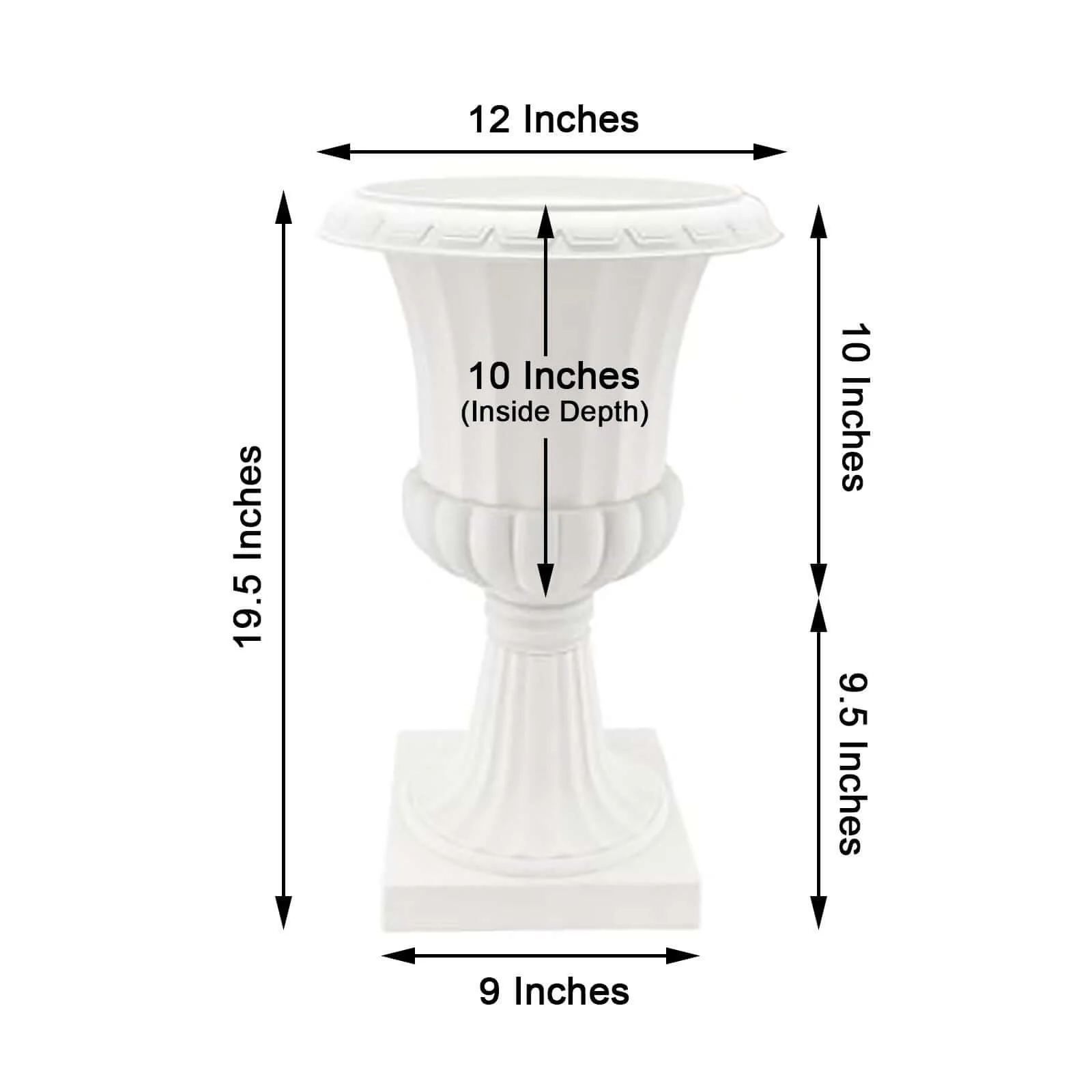 2 Pack White Urn Planter, Floral Pedestal Flower Pot Plant Stand - PVC 20" - Image 3