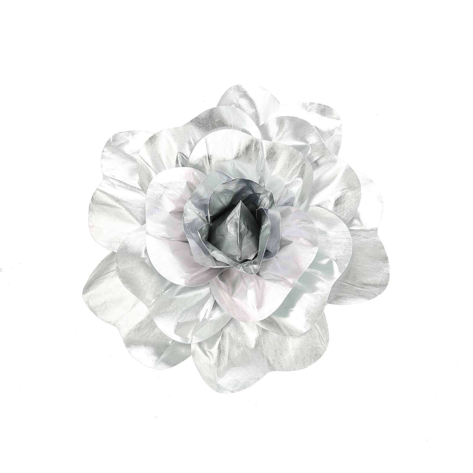 2 Pack Large Silver Real Touch Artificial Foam DIY Craft Roses 24" - Image 6