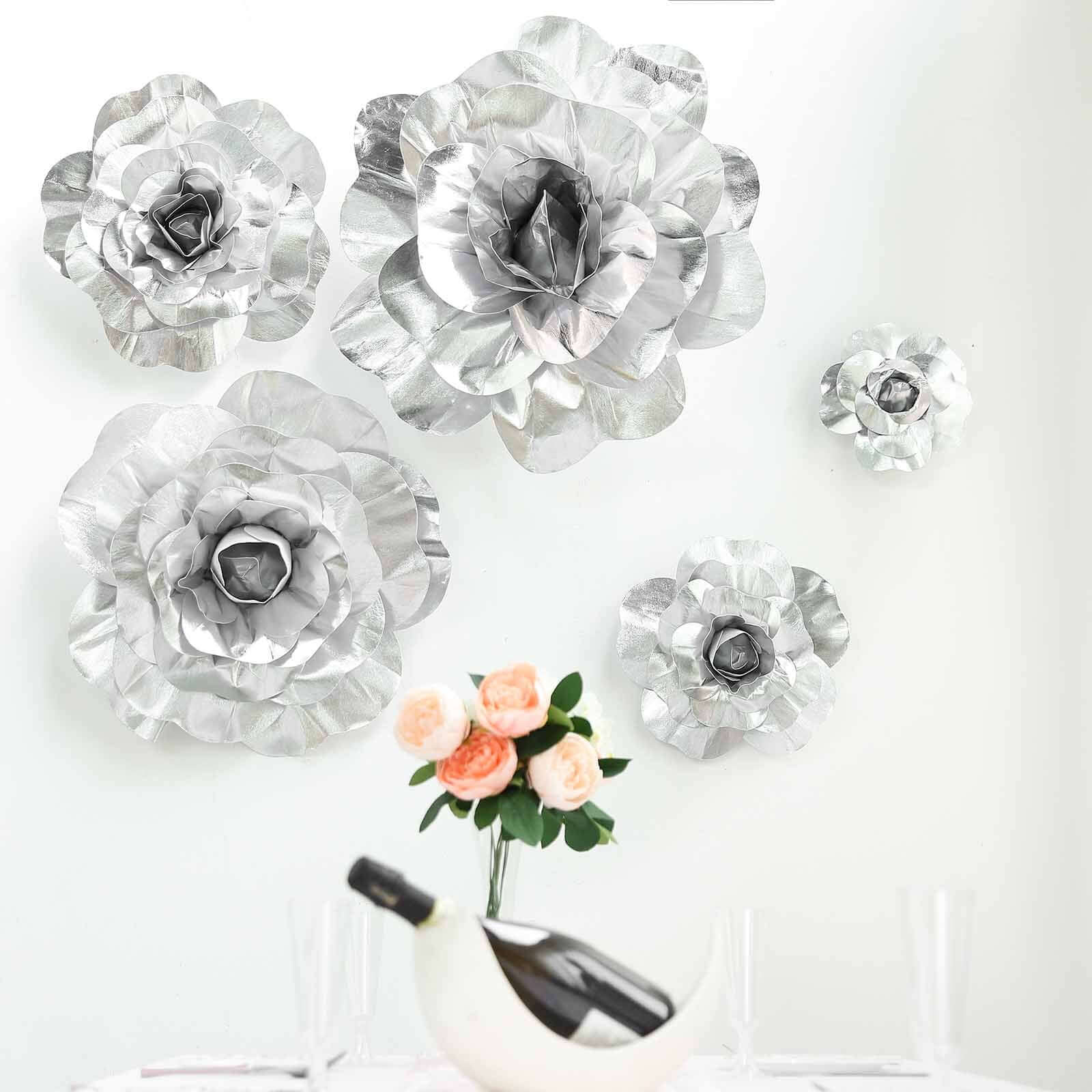 2 Pack Large Silver Real Touch Artificial Foam DIY Craft Roses 24" - Image 8