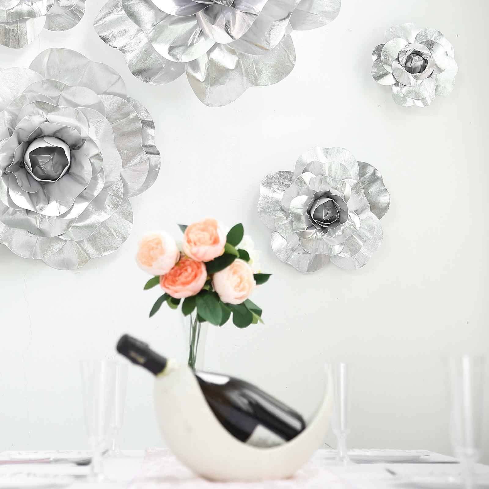 2 Pack Large Silver Real Touch Artificial Foam DIY Craft Roses 24" - Image 9