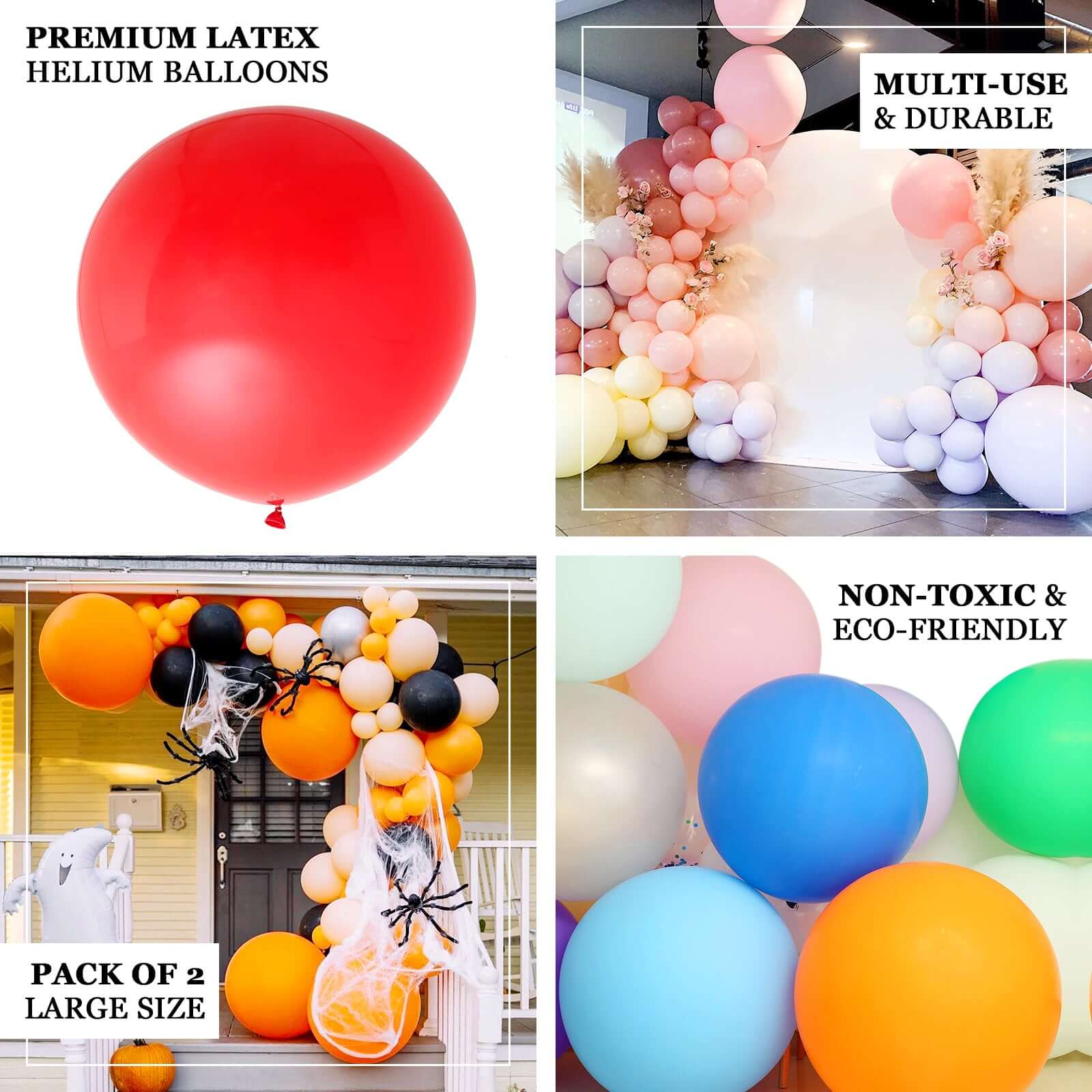 2 Pack Large Matte Pastel Natural Helium or Air Latex Balloons 32" - Image 4