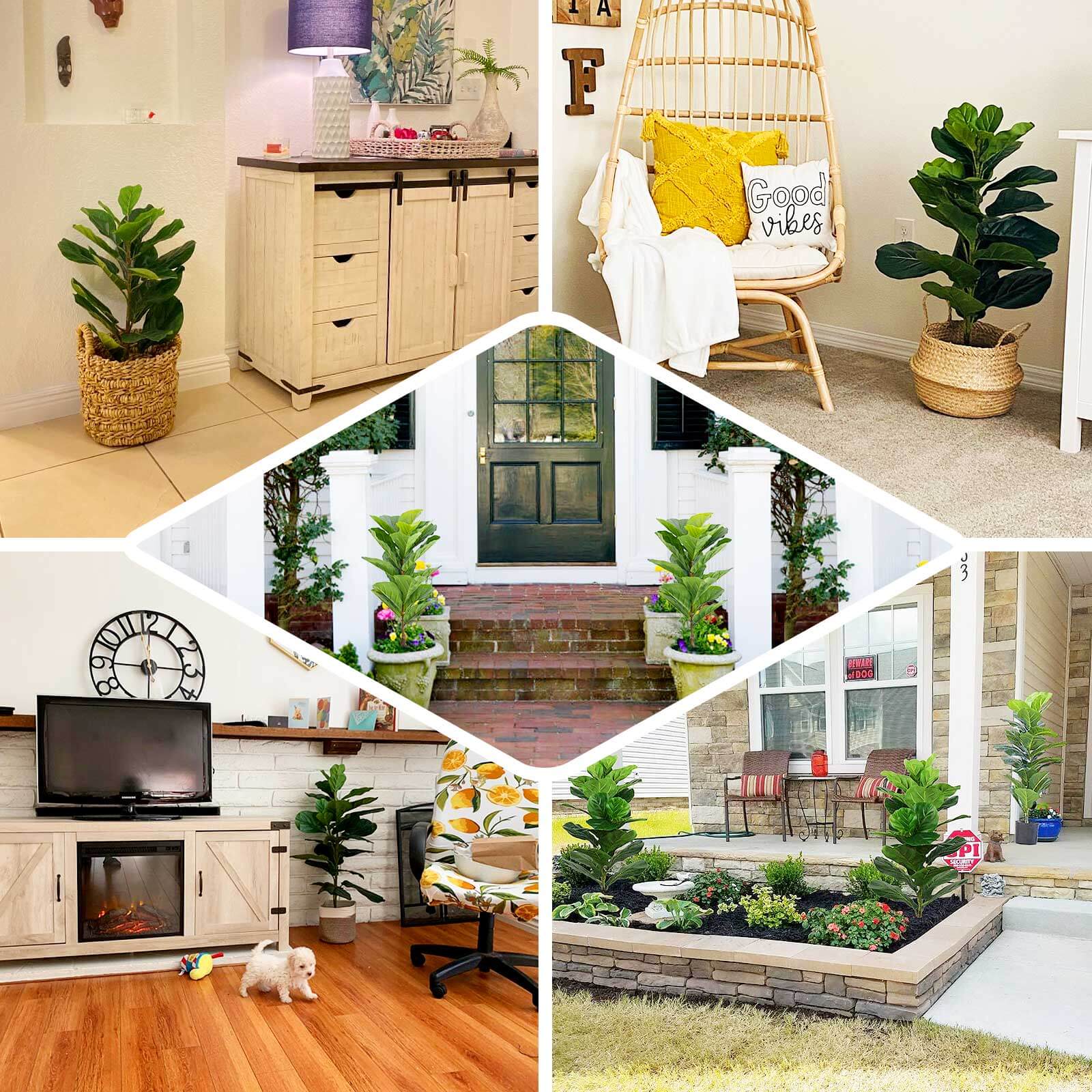 2 Pack Artificial Fiddle Leaf Fig Tree Potted Indoor Planter 3ft - Image 5