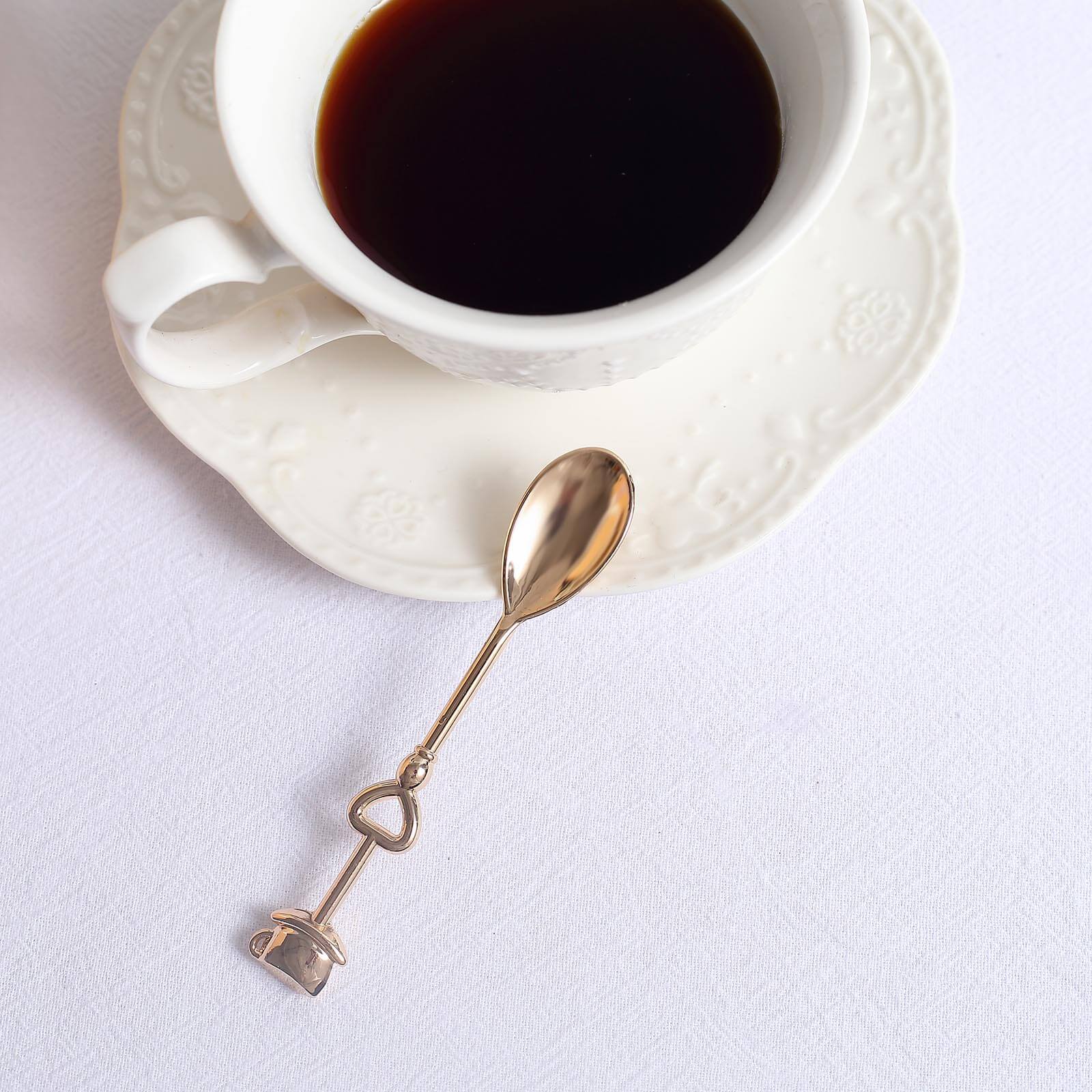 2 Pack Gold Metal Couple Coffee Spoon Set Party Favors, Pre-Packed Wedding Souvenir Gift 4" - Image 8
