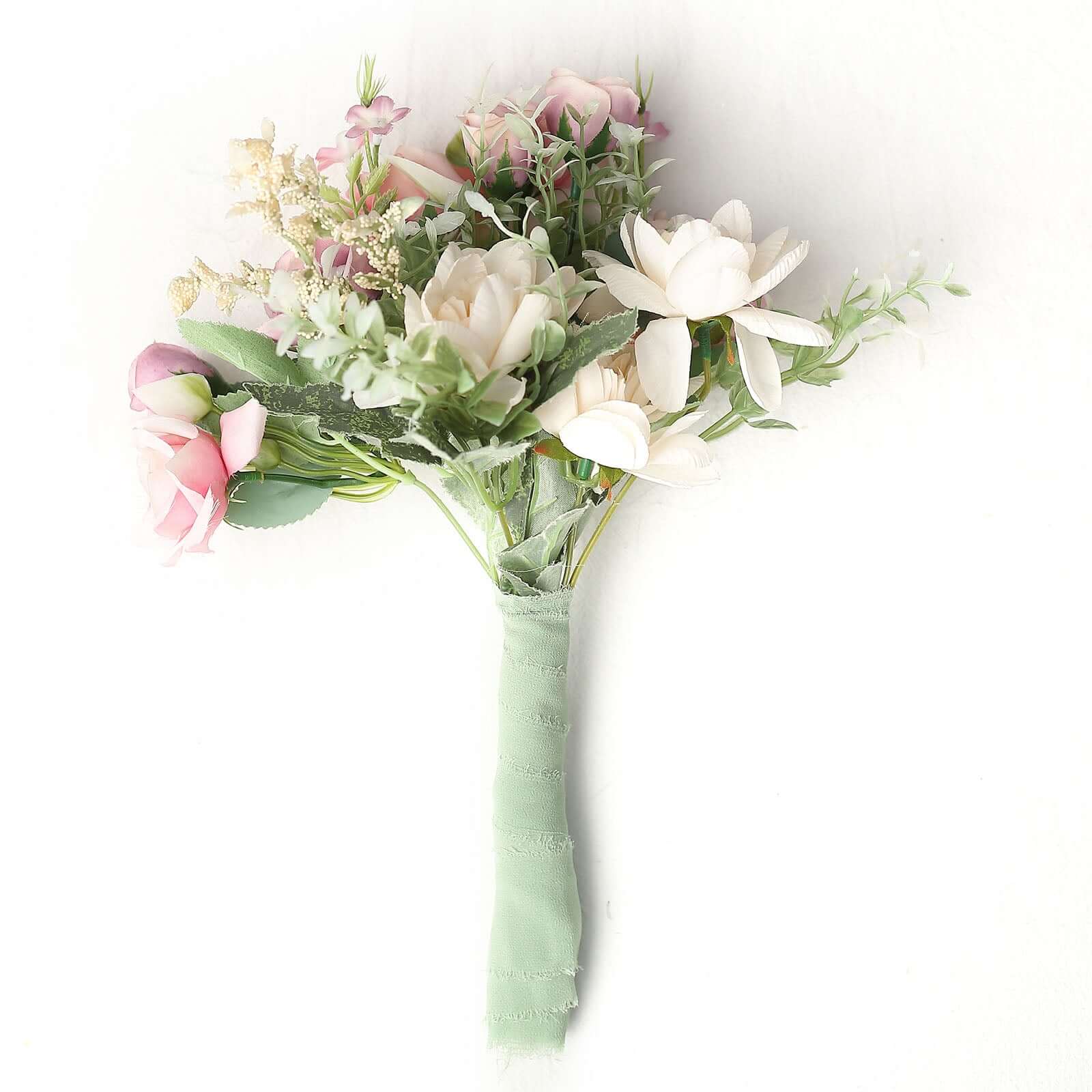 2 Pack Sage Green Silk-Like Chiffon Ribbon Roll, DIY Wedding Bouquet Linen Wrap 6yds - Image 7