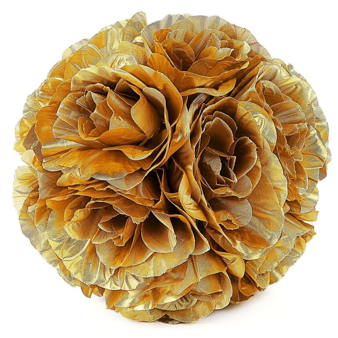 2 Pack Gold Artificial Silk Rose Kissing Ball, Faux Flower Ball 7" - Image 6