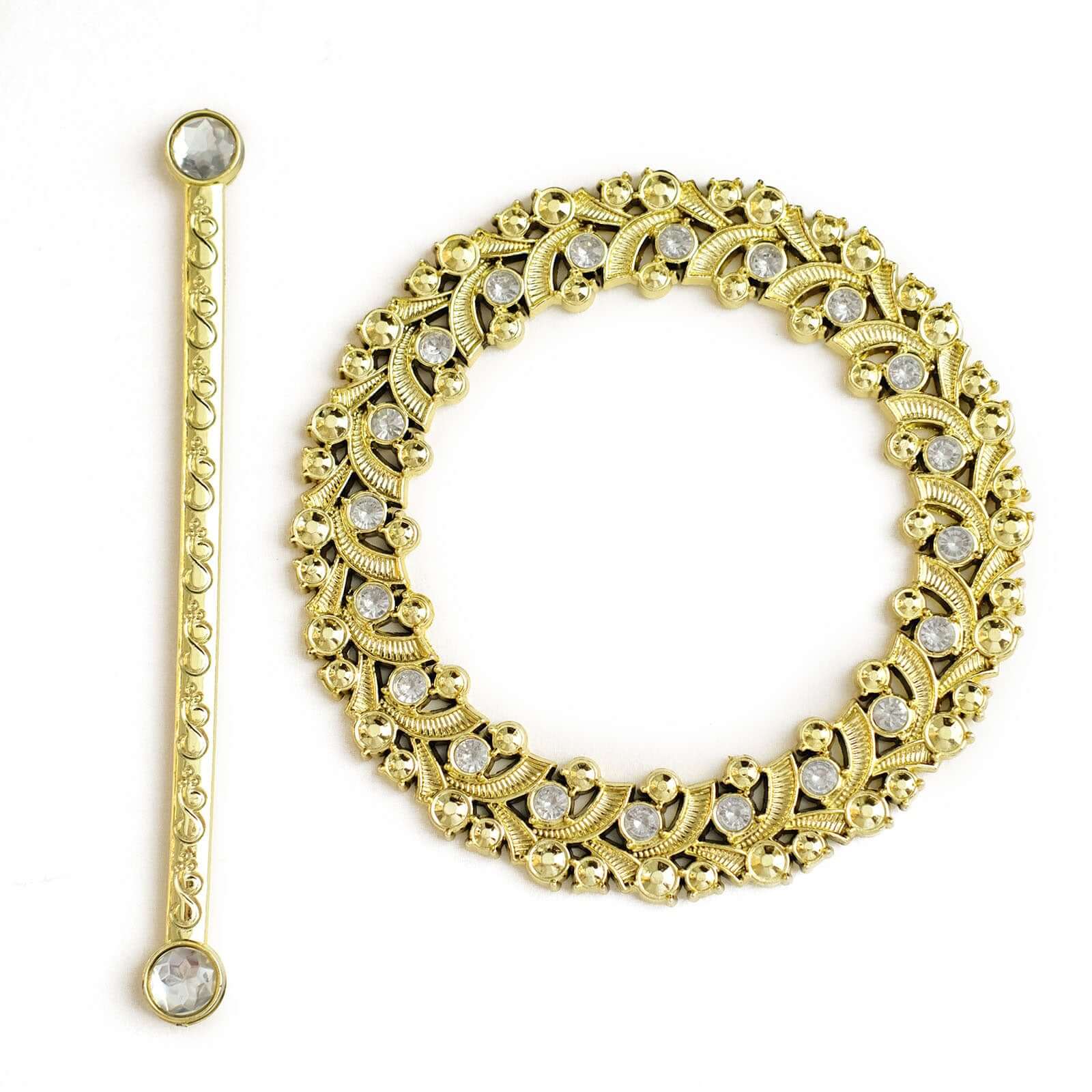 2 Pack Gold Barrette Style Acrylic Crystal Curtain Tie Backs, Round Backdrop Drapery Brooch Holdbacks 7" - Image 7