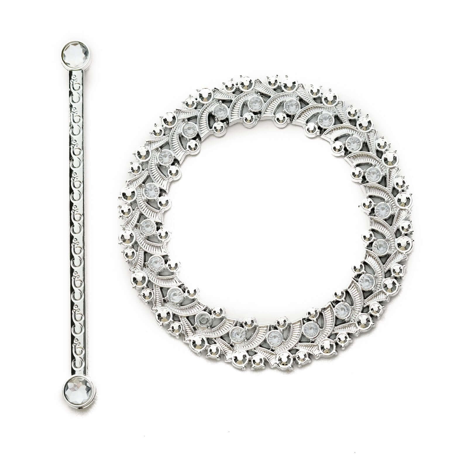 2 Pack Silver Barrette Style Acrylic Crystal Curtain Tie Backs, Round Backdrop Drapery Brooch Holdbacks 7" - Image 7