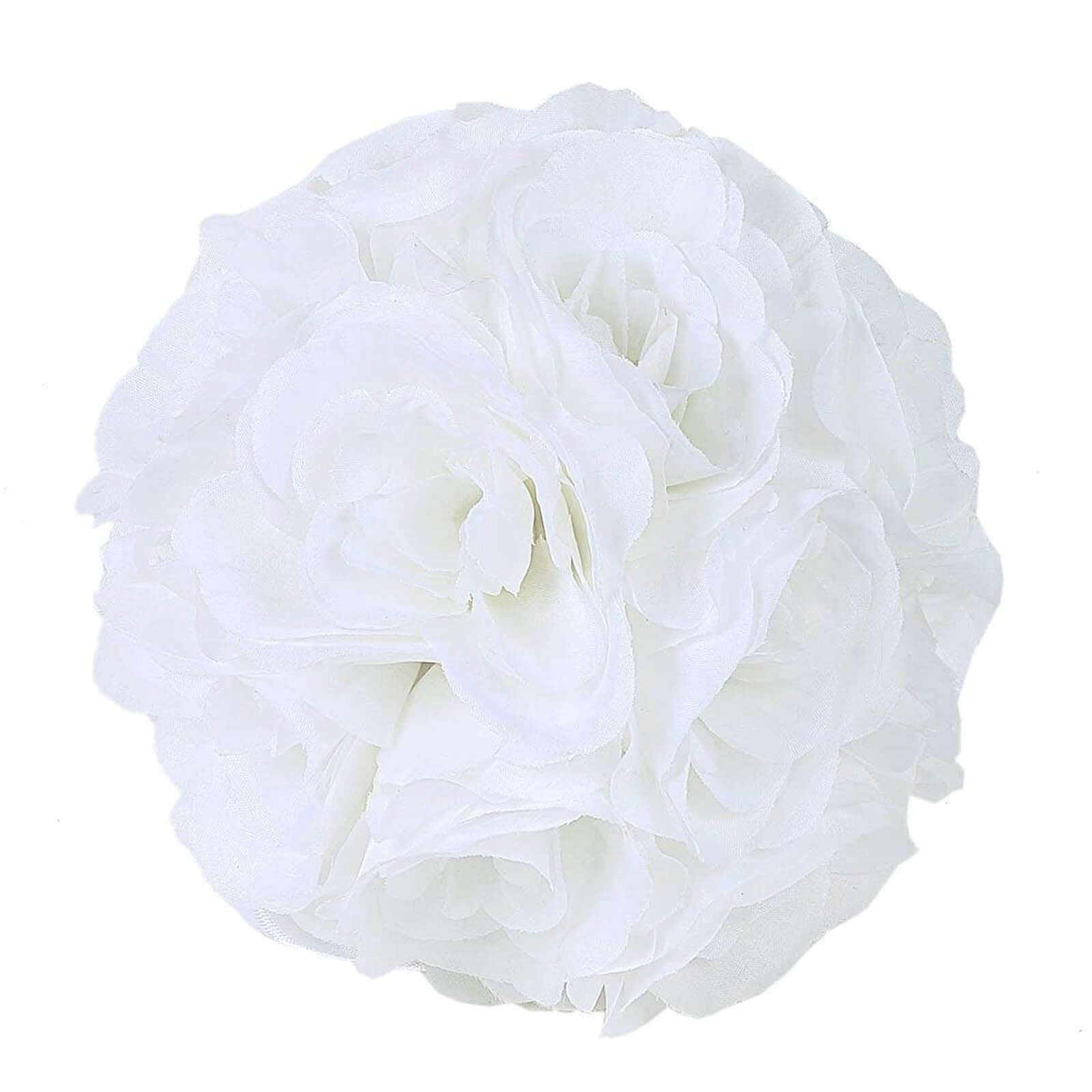 2 Pack White Artificial Silk Rose Kissing Ball, Faux Flower Ball 7" - Image 8