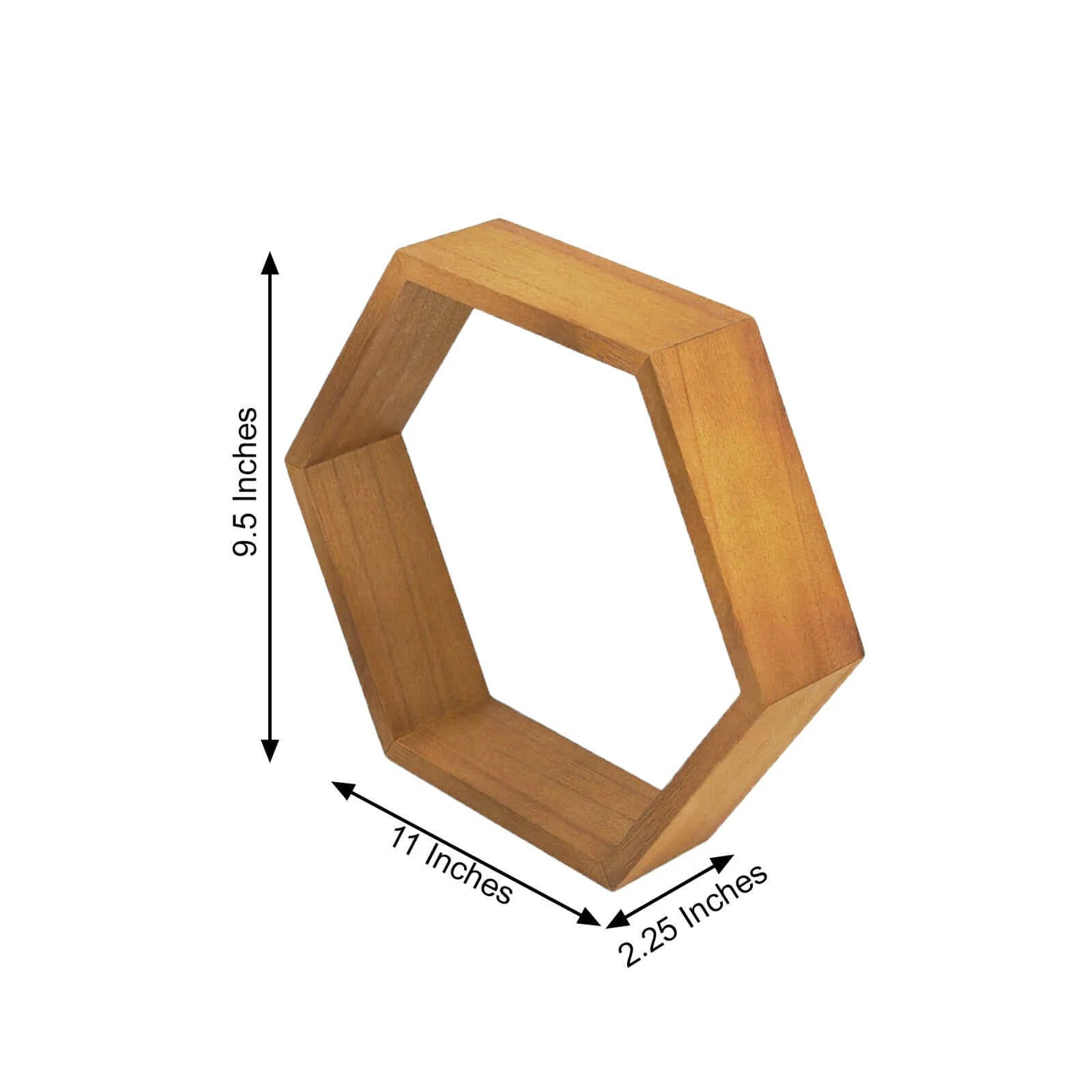 2 Pack Hexagon Rustic Wood Centerpiece Natural Geometric Terrarium Honeycomb Storage Shelf 9" Tall - Image 3